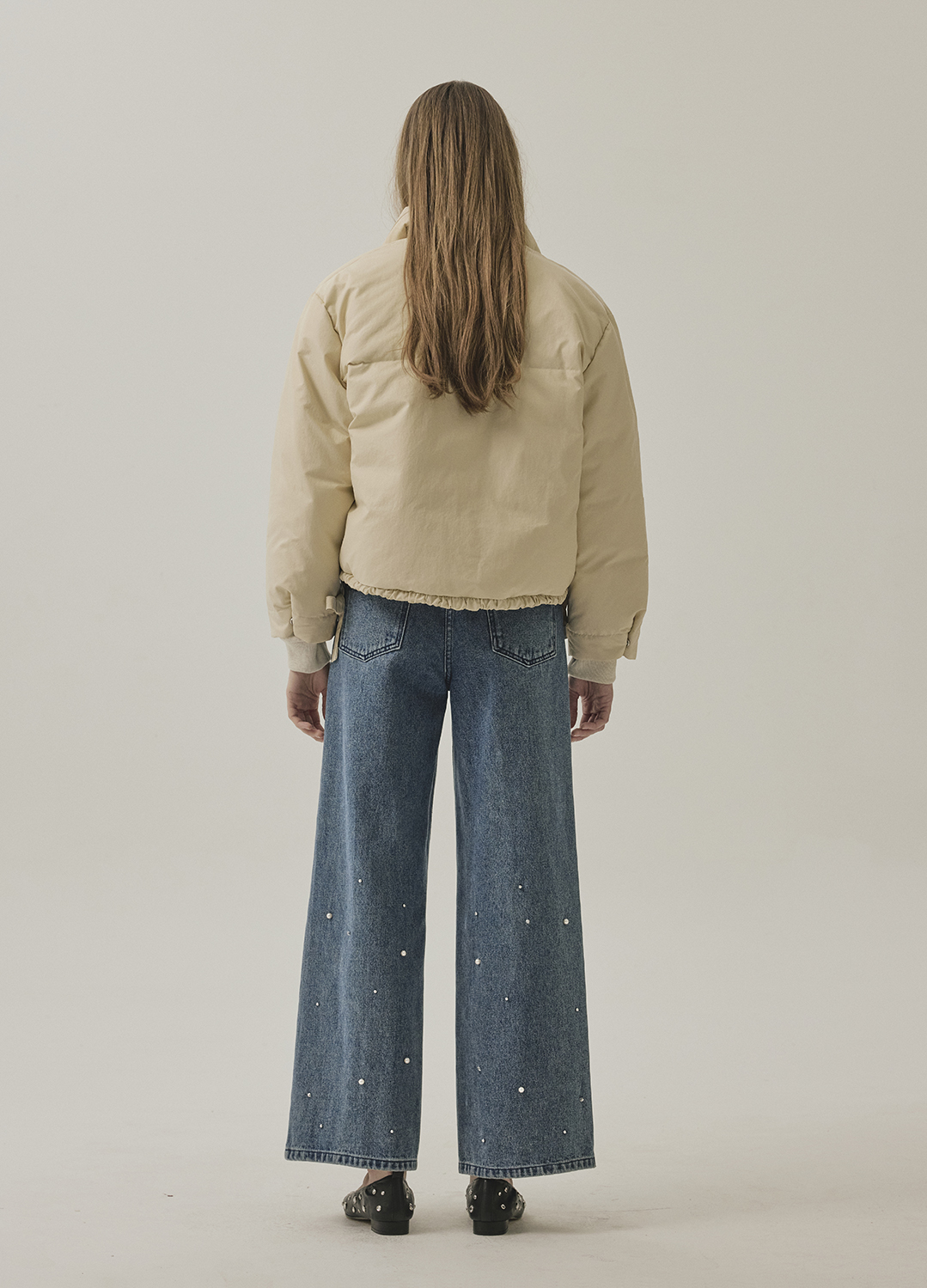 [시즌오프]구스다운 자수 스트링 패딩_LIGHT BEIGE_13