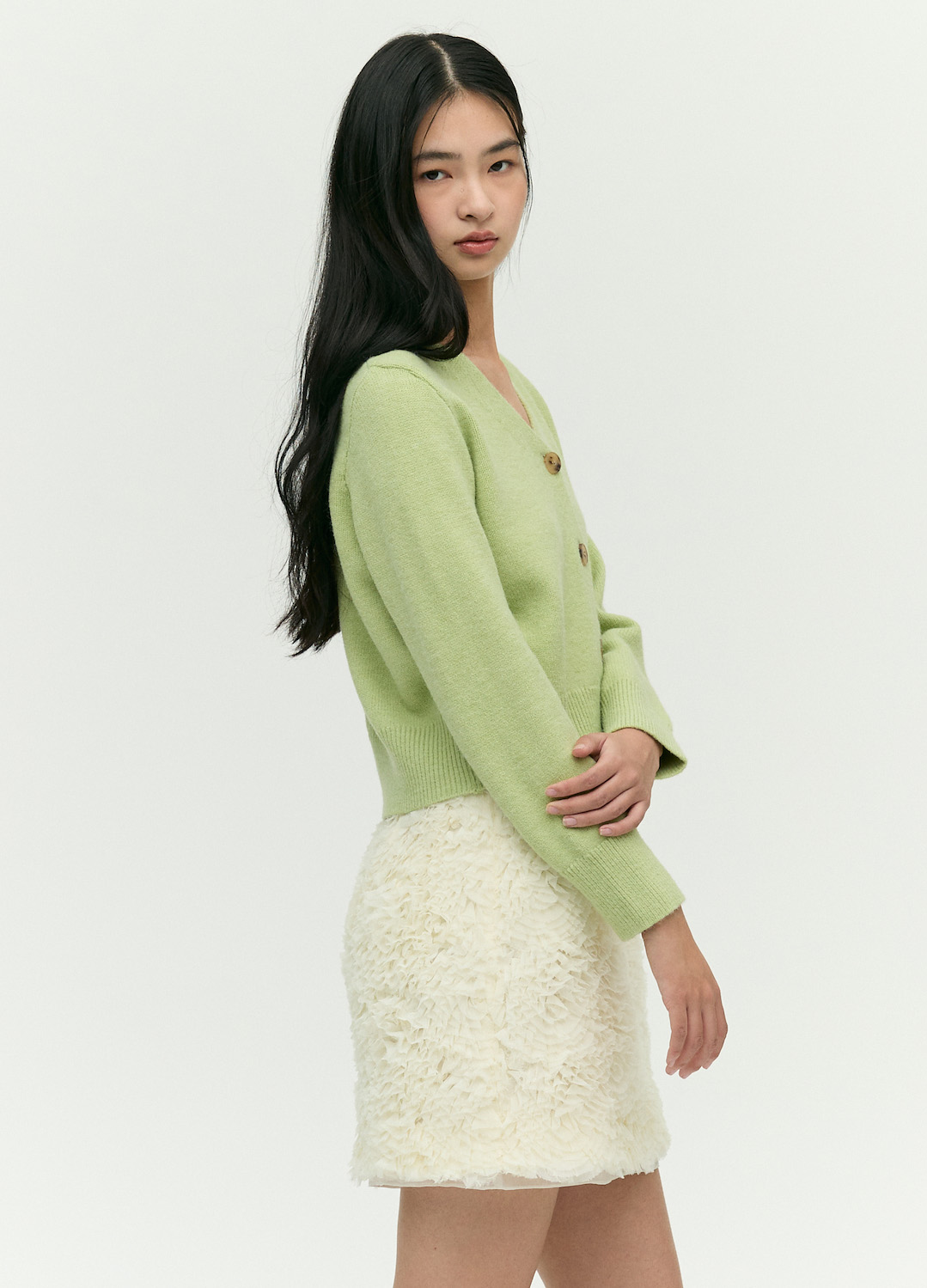 베이직 브이넥 가디건_LIGHT GREEN_9