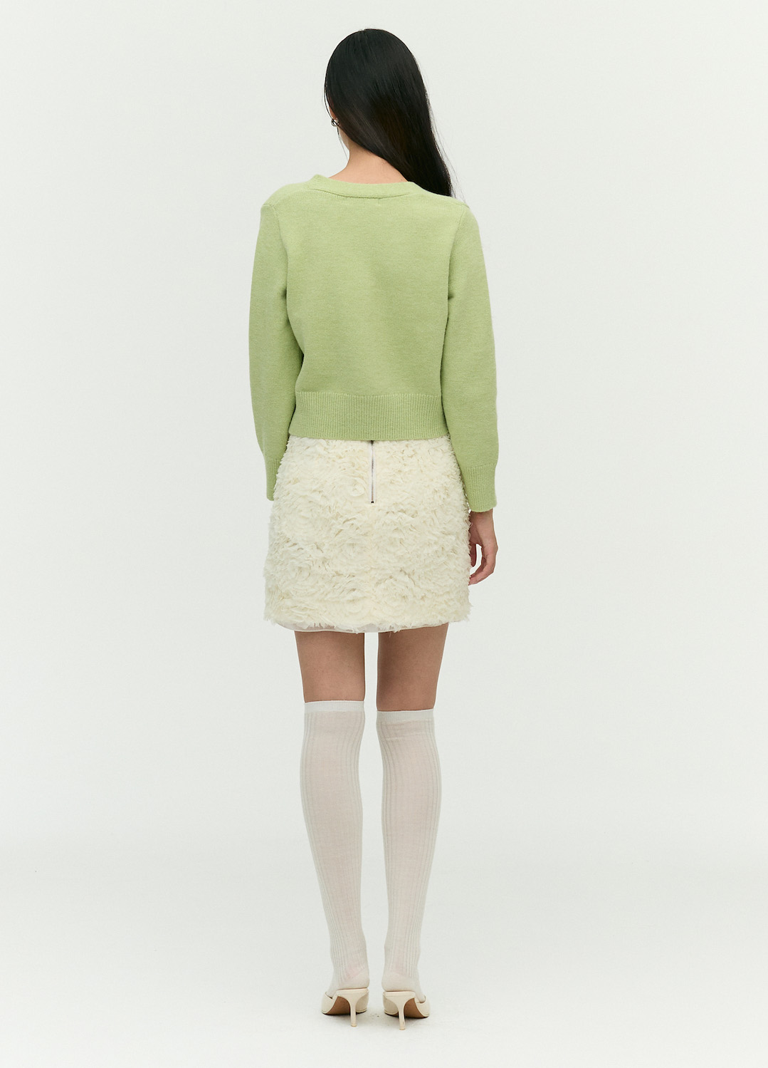 베이직 브이넥 가디건_LIGHT GREEN_6