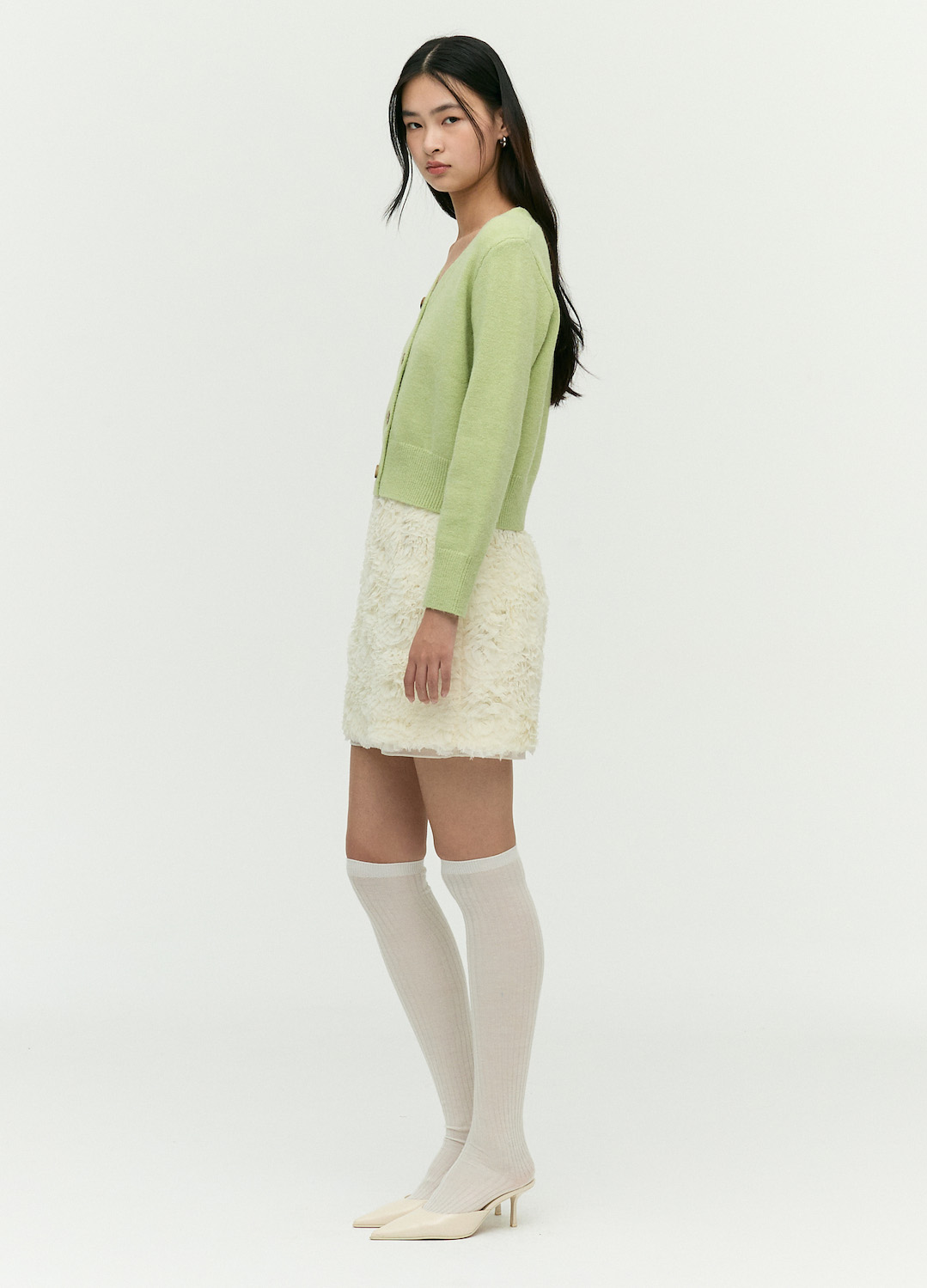 베이직 브이넥 가디건_LIGHT GREEN_7
