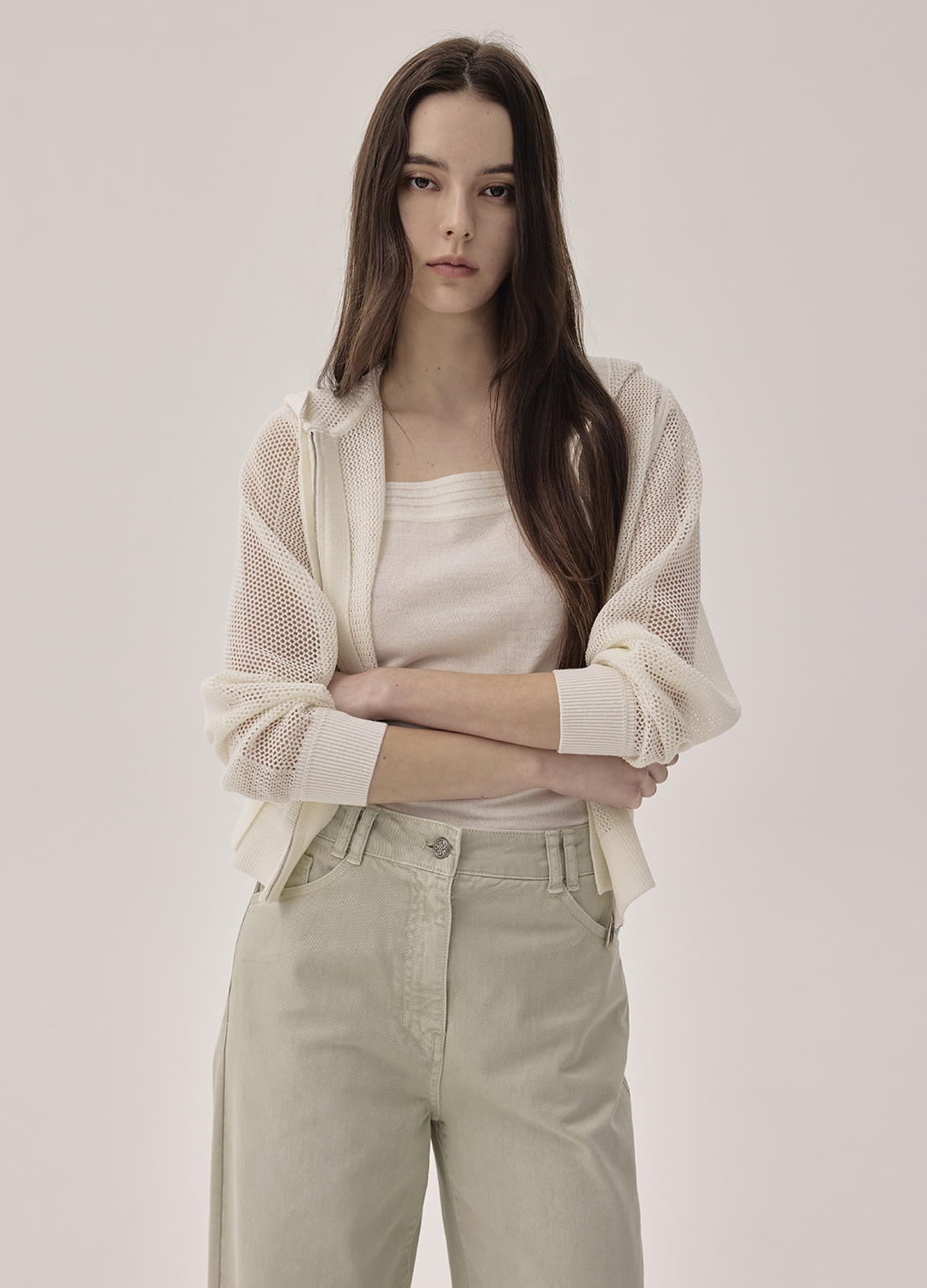 세미 와이드 핏 데님 팬츠_LIGHT KHAKI_6