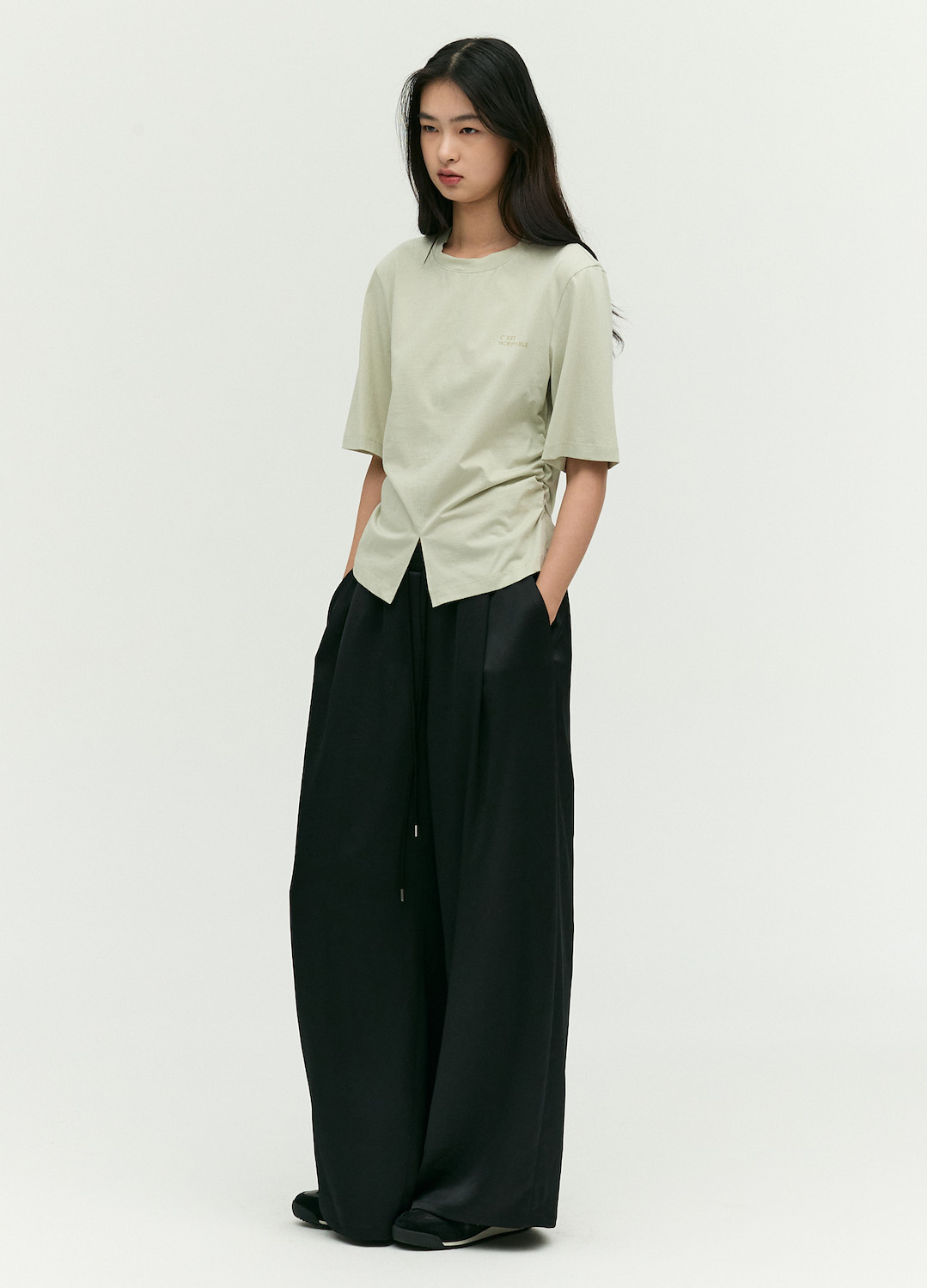 [시즌오프]스트링 디테일 져지 티셔츠_LIGHT KHAKI_9