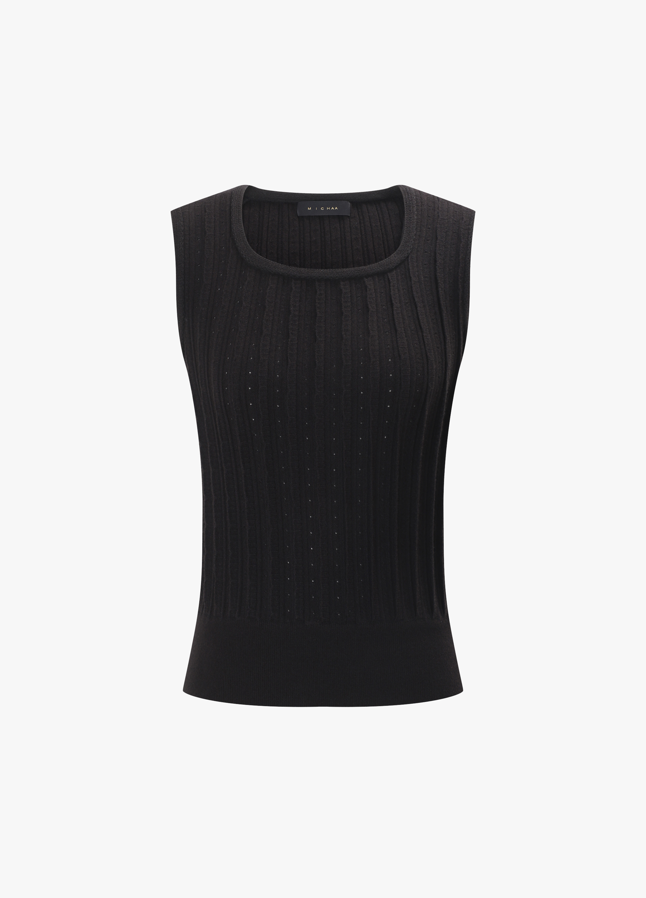 스칼럽 패턴 니트 탑_BLACK_7