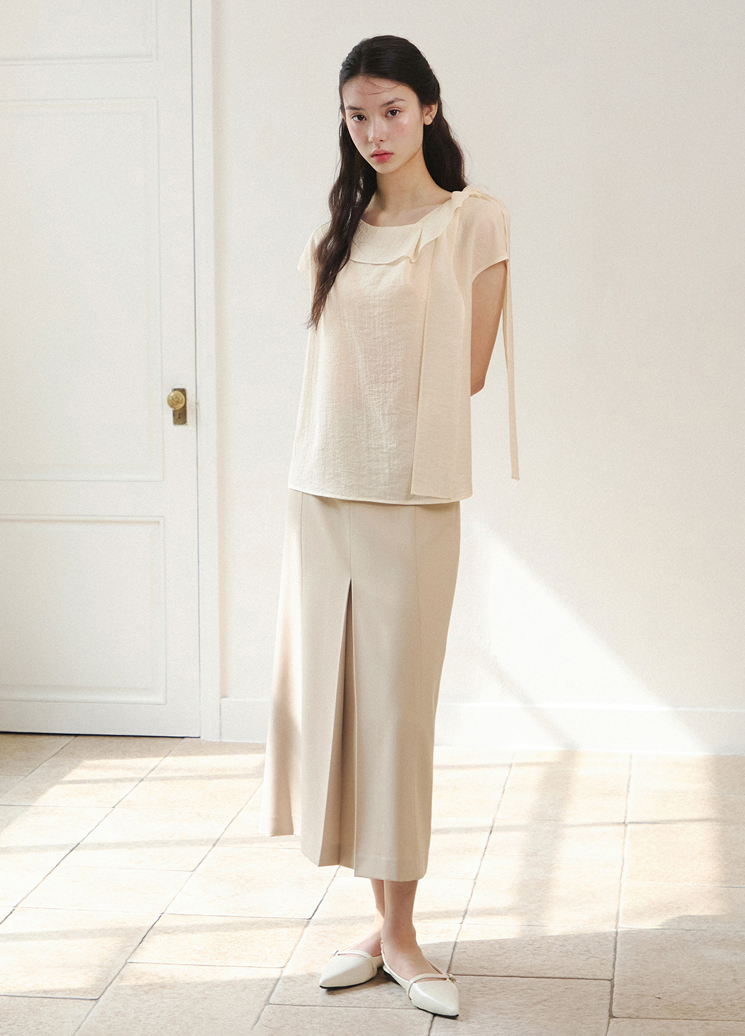 [Exclusive]H라인 벨티드 스커트_BEIGE_4