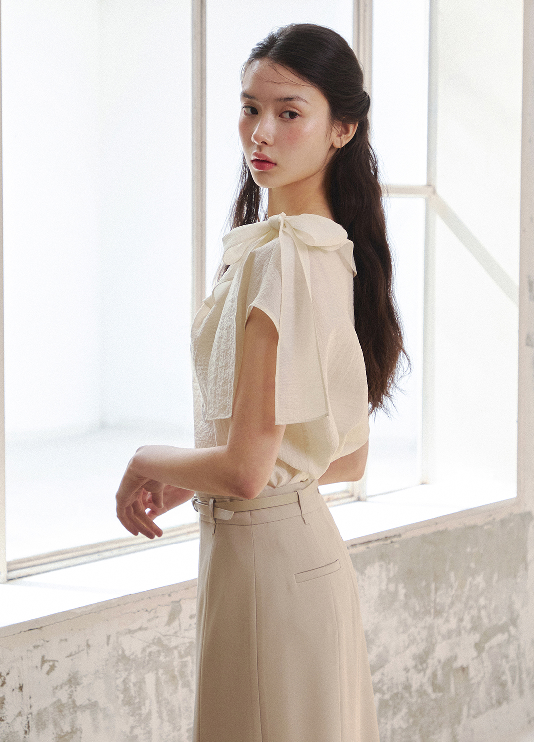 [Exclusive]H라인 벨티드 스커트_BEIGE_6