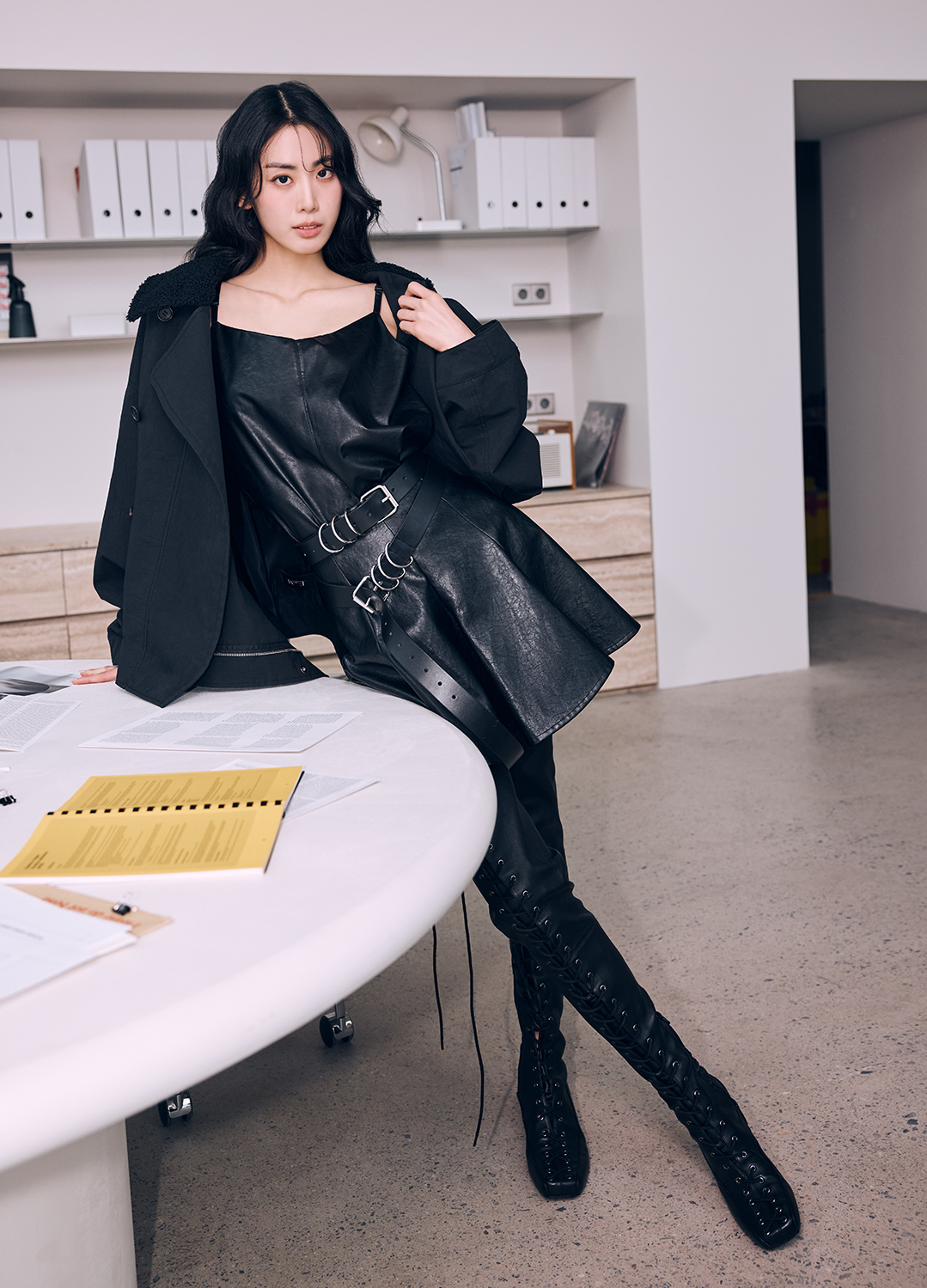 하이넥 밴드 집업 점퍼_BLACK_1