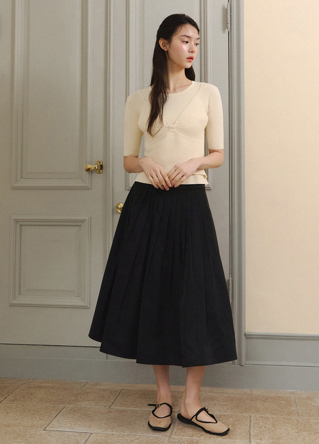 [Exclusive]금속장식 볼륨 롱스커트_BLACK_1