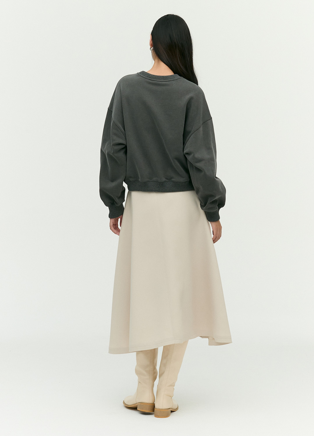 스티치 A라인 밴딩 스커트_LIGHT BEIGE_3