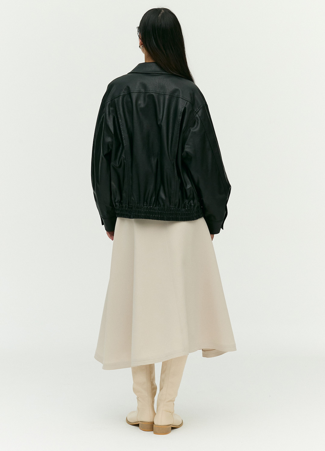스티치 A라인 밴딩 스커트_LIGHT BEIGE_7