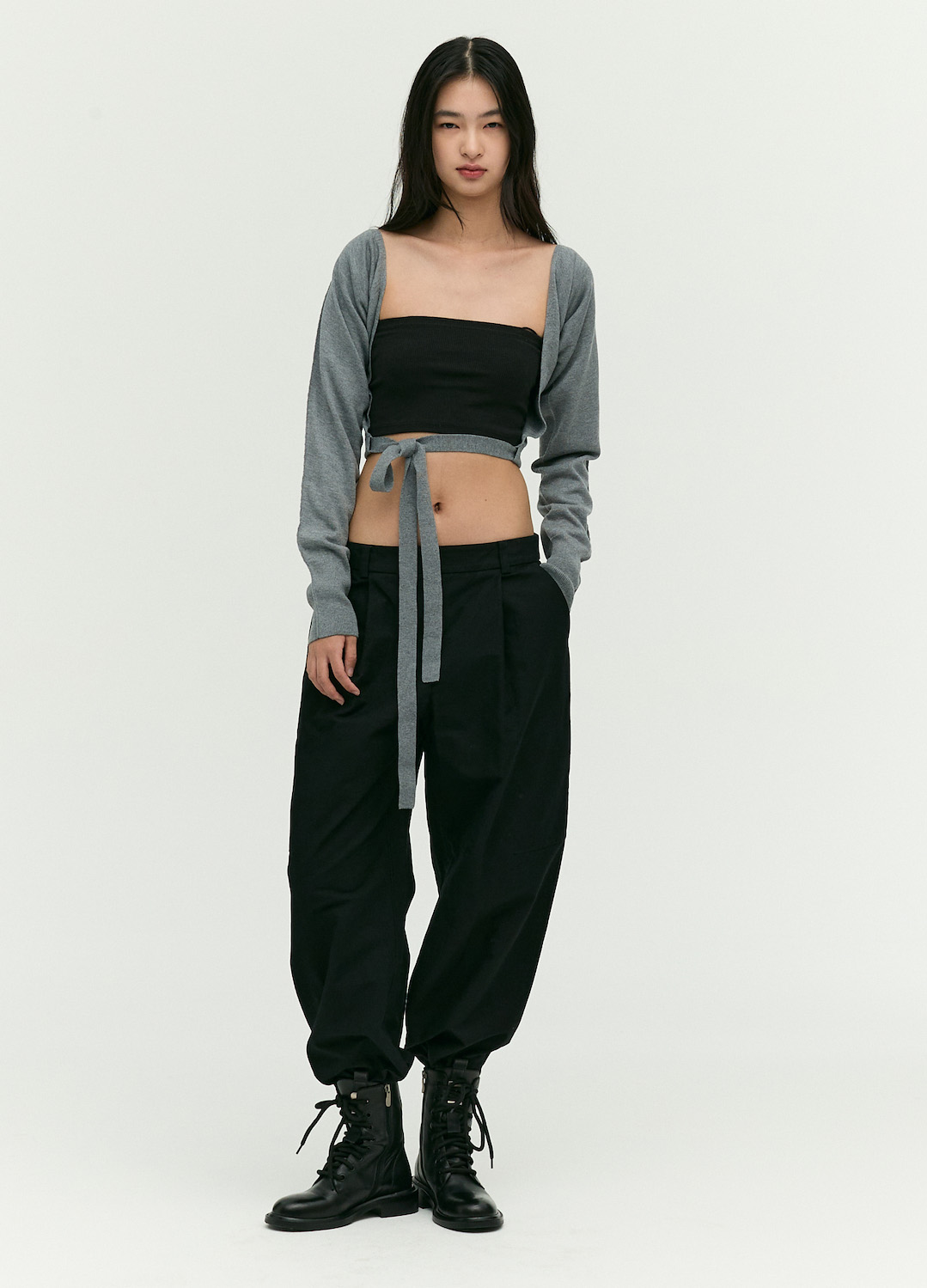 세미 와이드 배기 팬츠_BLACK_3