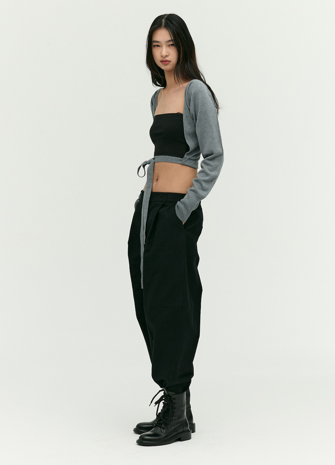 세미 와이드 배기 팬츠_BLACK_4