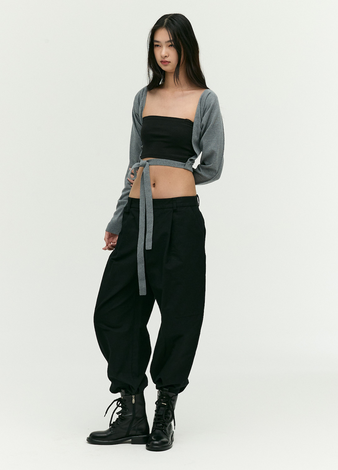 세미 와이드 배기 팬츠_BLACK_5