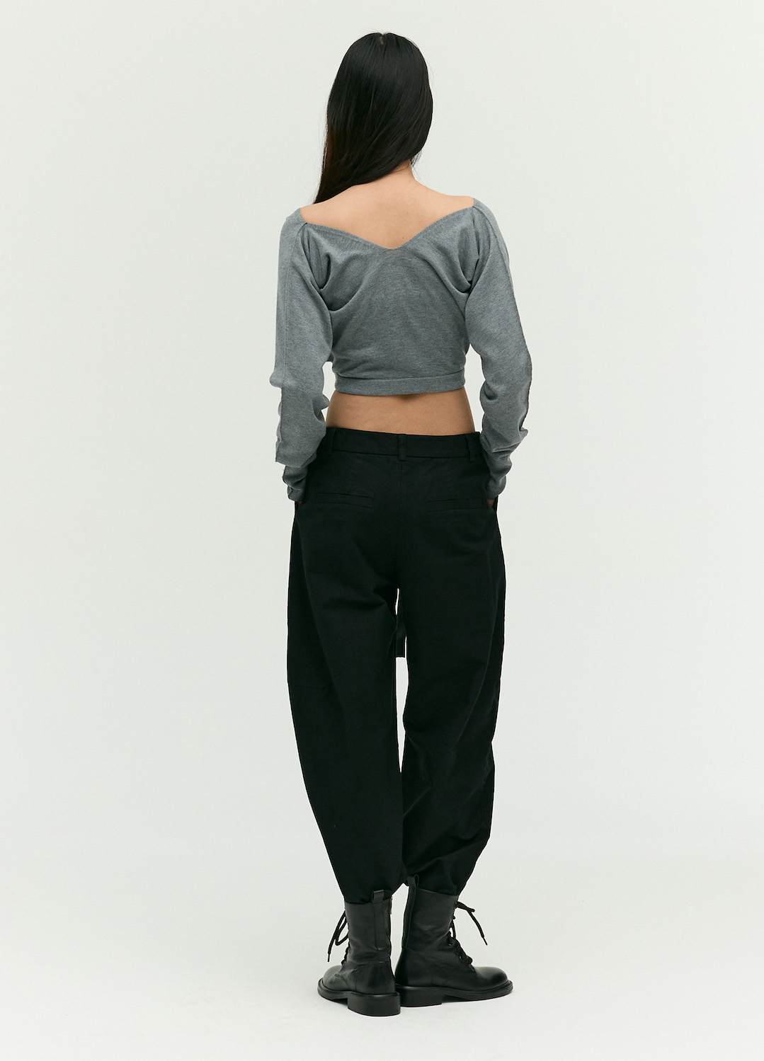 세미 와이드 배기 팬츠_BLACK_6