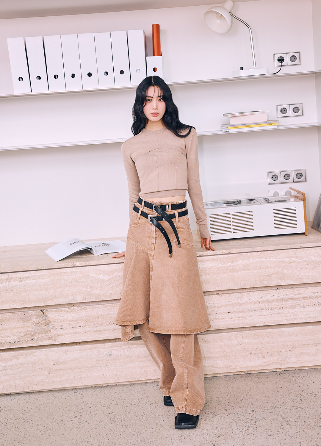 셀파워싱 데님 팬츠_BEIGE_7