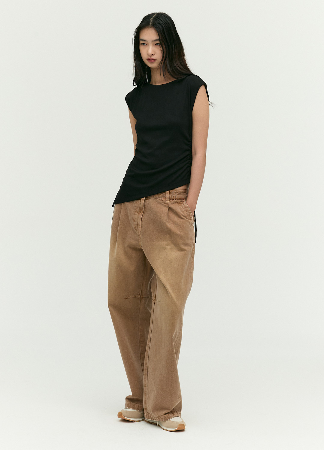 셀파워싱 데님 팬츠_BEIGE_2