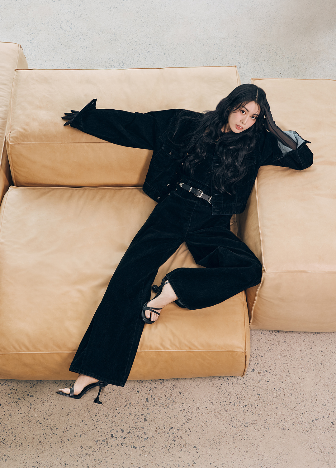 벨벳 데님 점프 수트_BLACK_2