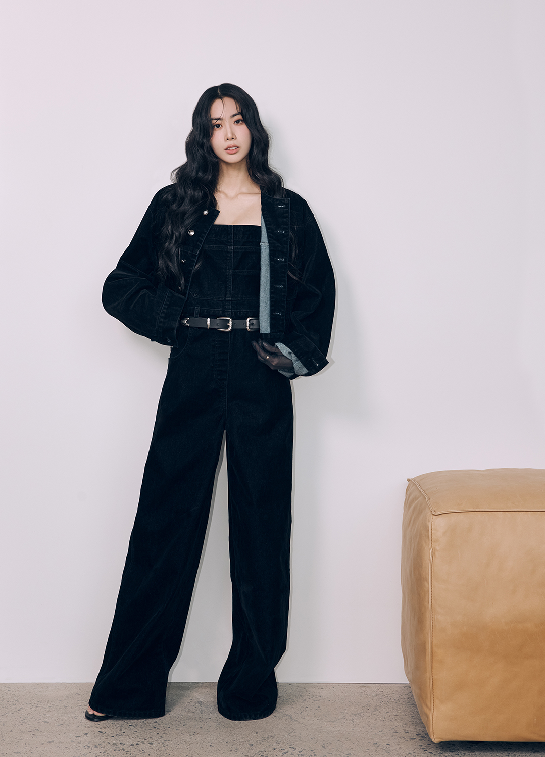 벨벳 데님 점프 수트_BLACK_3