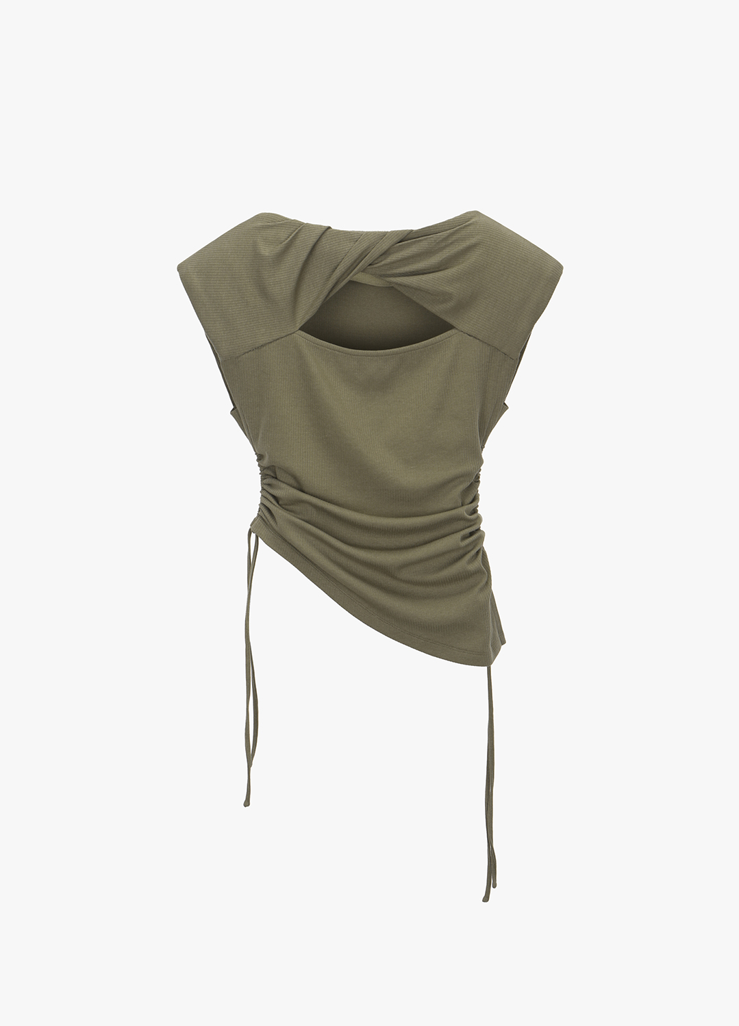 셔링 스트링 디테일 골지 탑_KHAKI_4