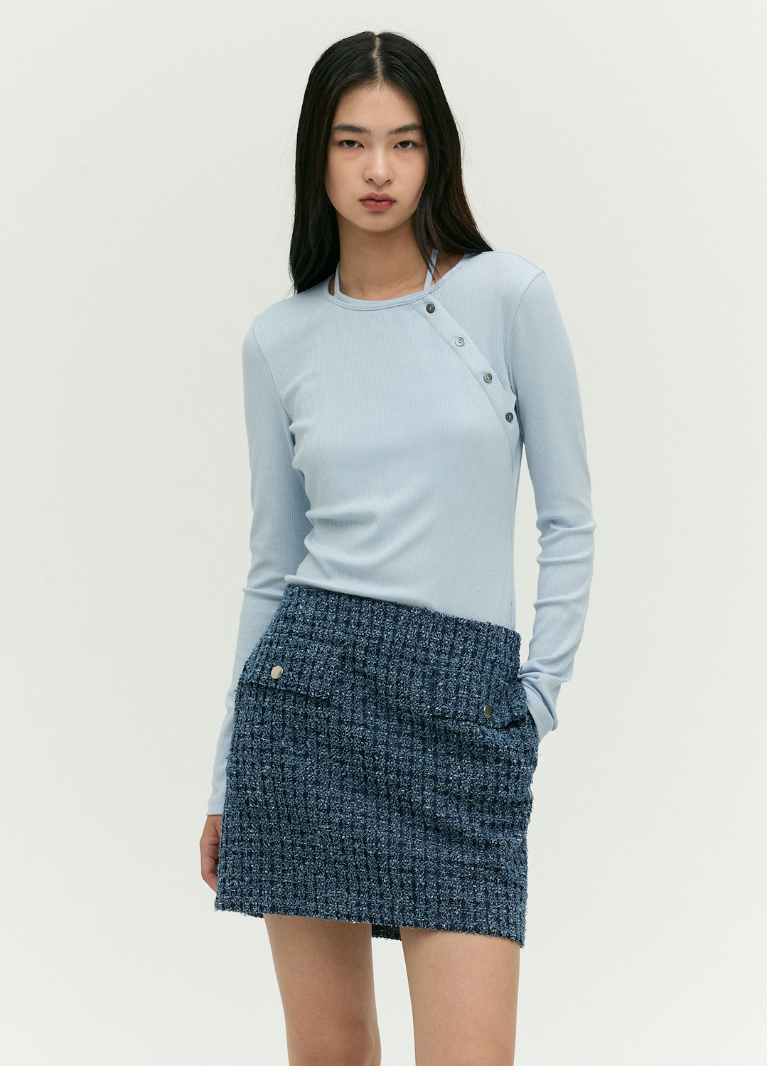 데님 라이크 미니 스커트_NAVY_2