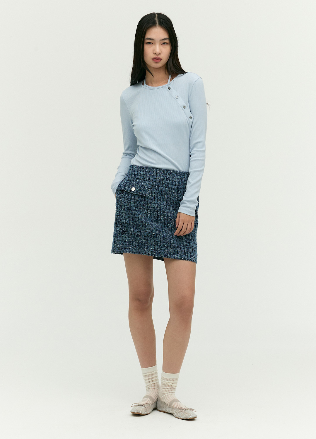 데님 라이크 미니 스커트_NAVY_3