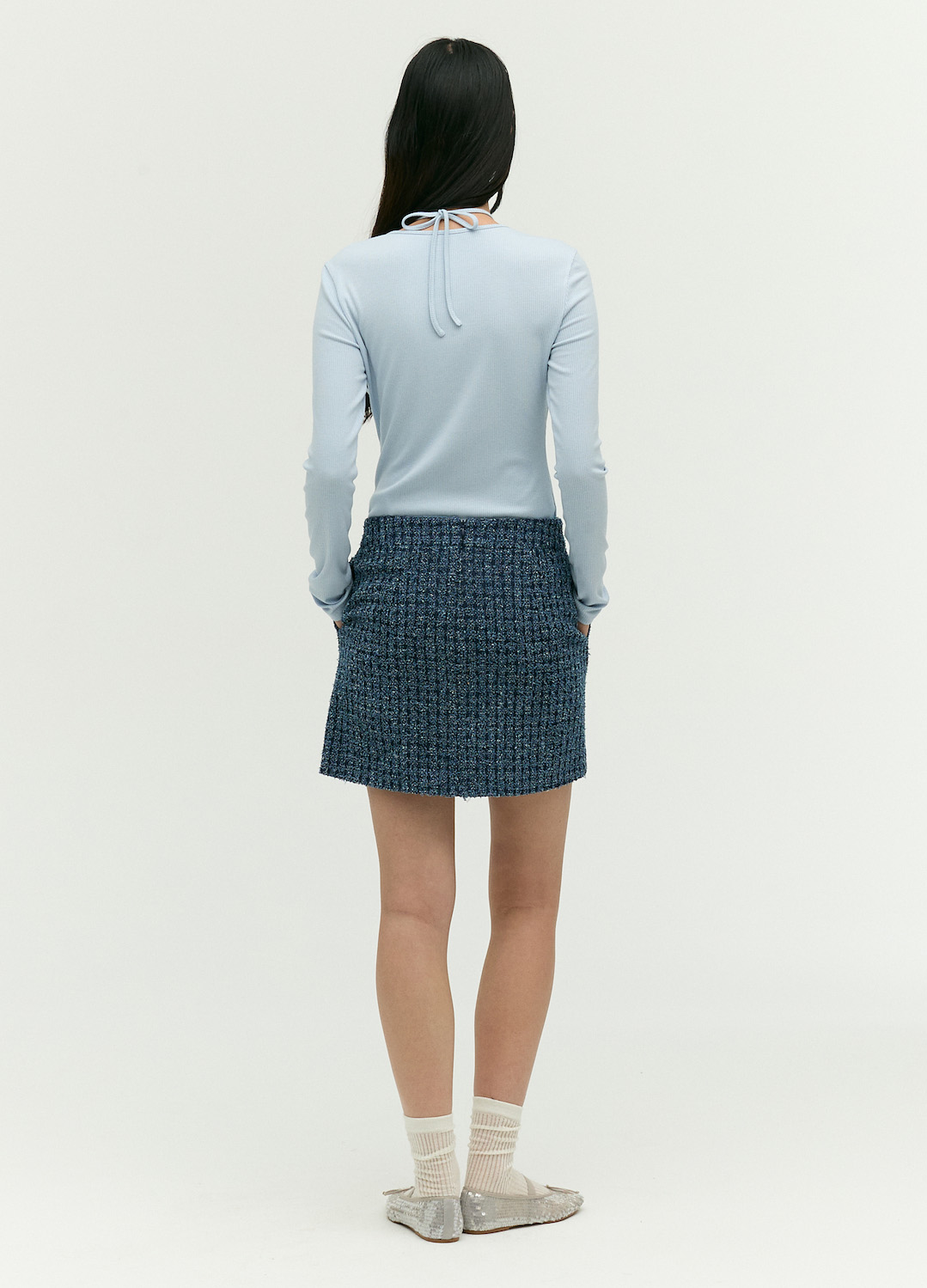 데님 라이크 미니 스커트_NAVY_4