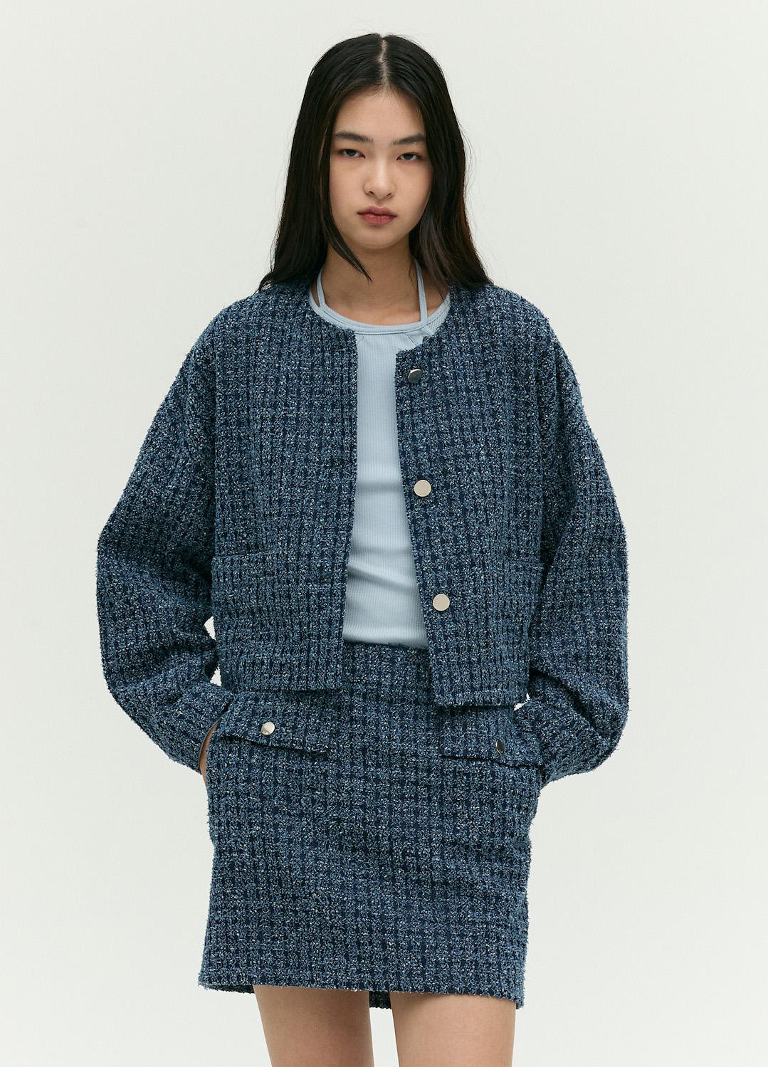 데님 라이크 미니 스커트_NAVY_9