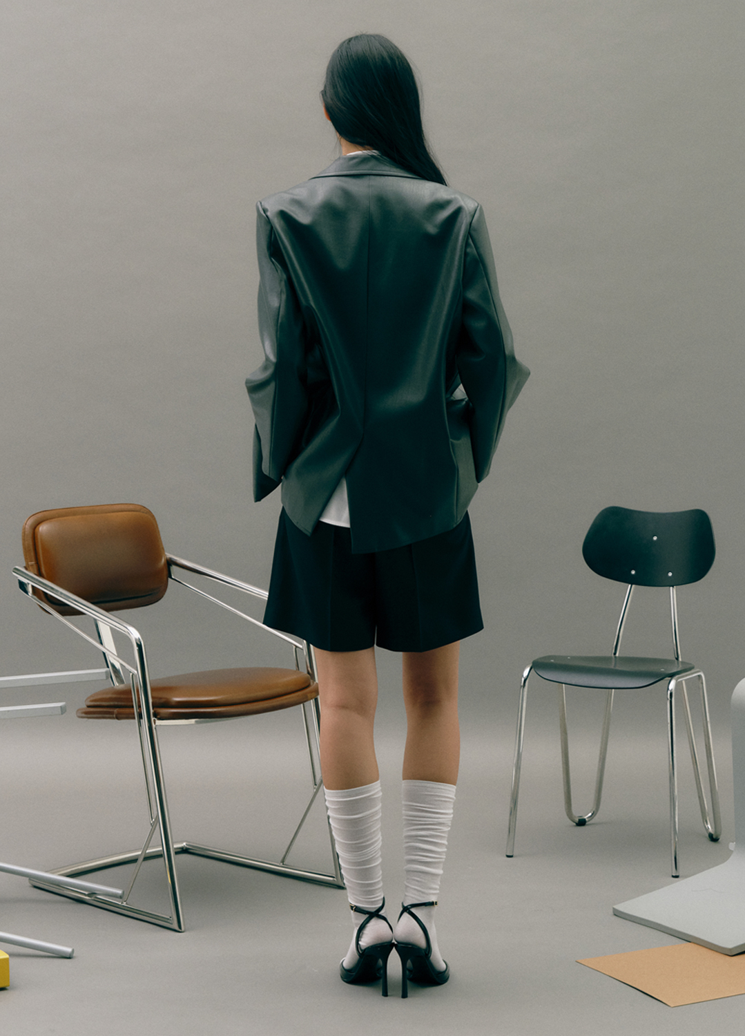 [EXCLUSIVE] 테일러드 페이크 레더자켓_DARK GREY_7