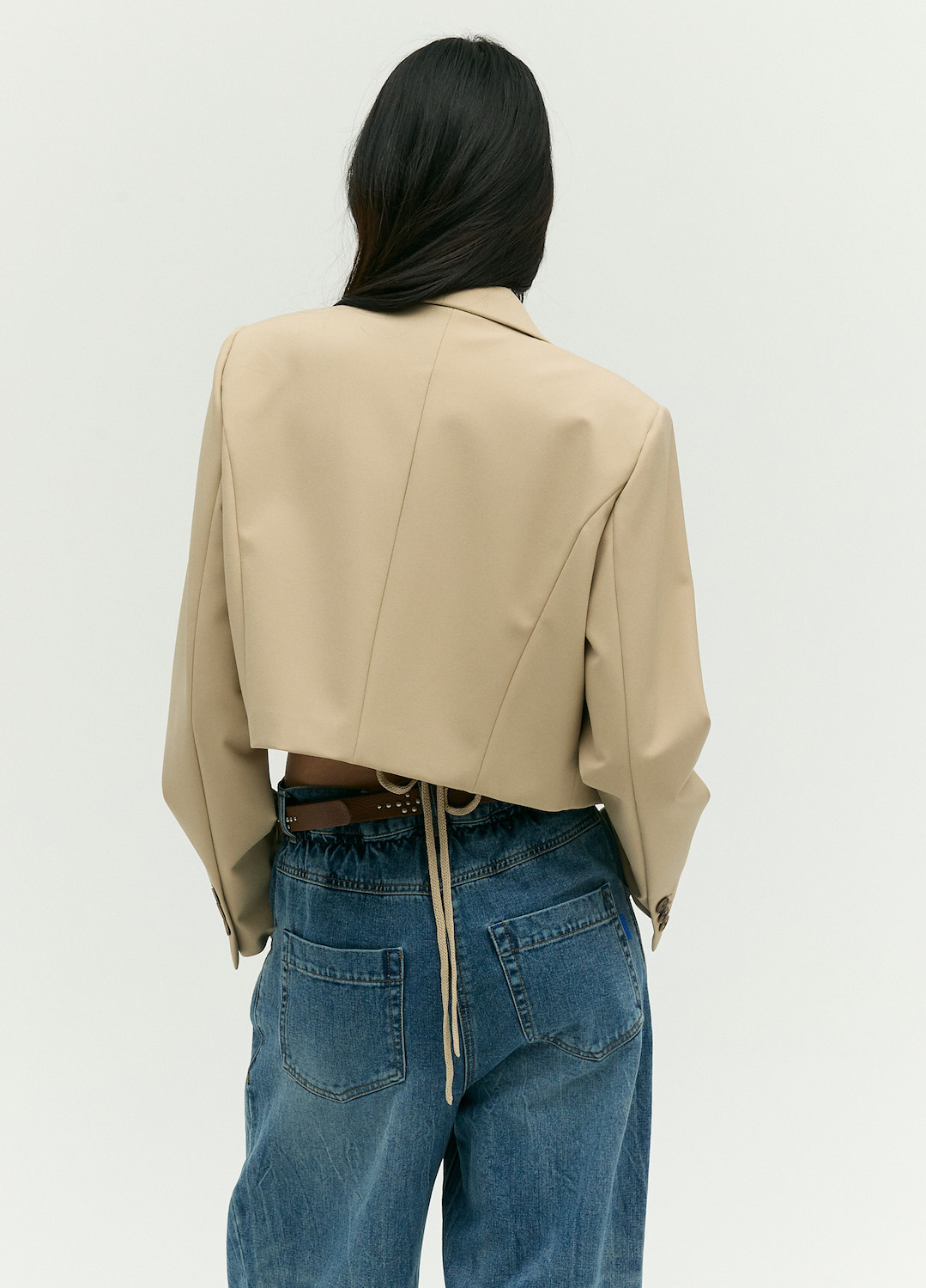 싱글 테일러드 크롭 자켓_BEIGE_4
