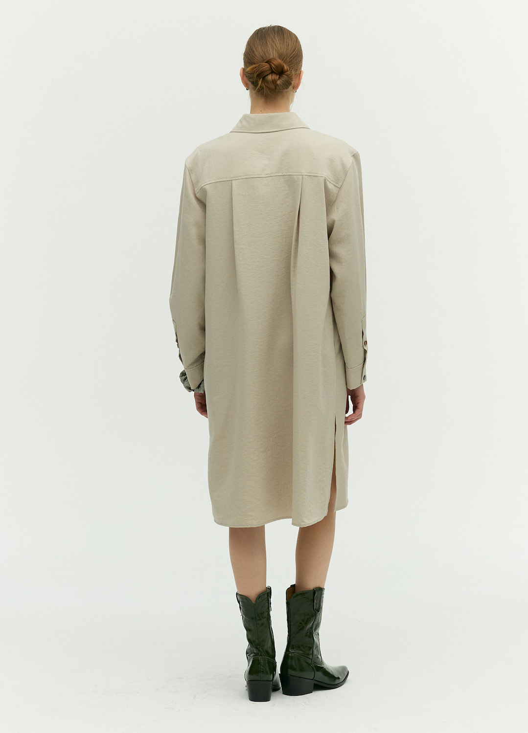 벨티드 셔츠 원피스_LIGHT KHAKI_8