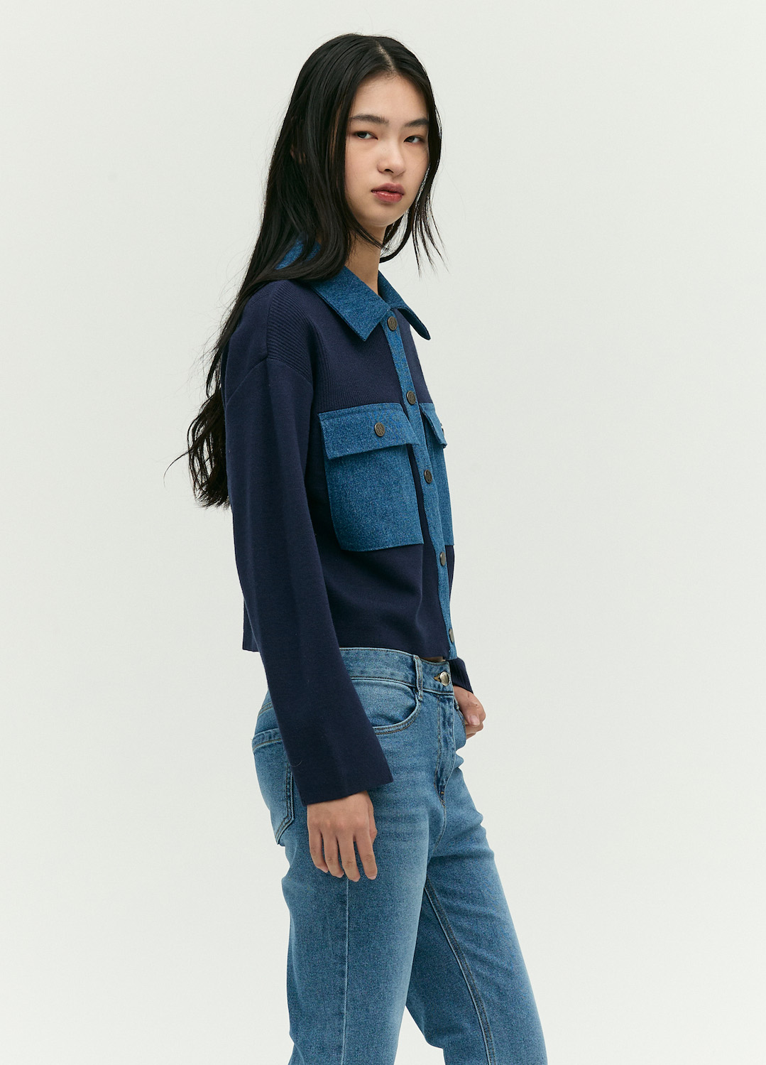 데님 배색 가디건_NAVY_3