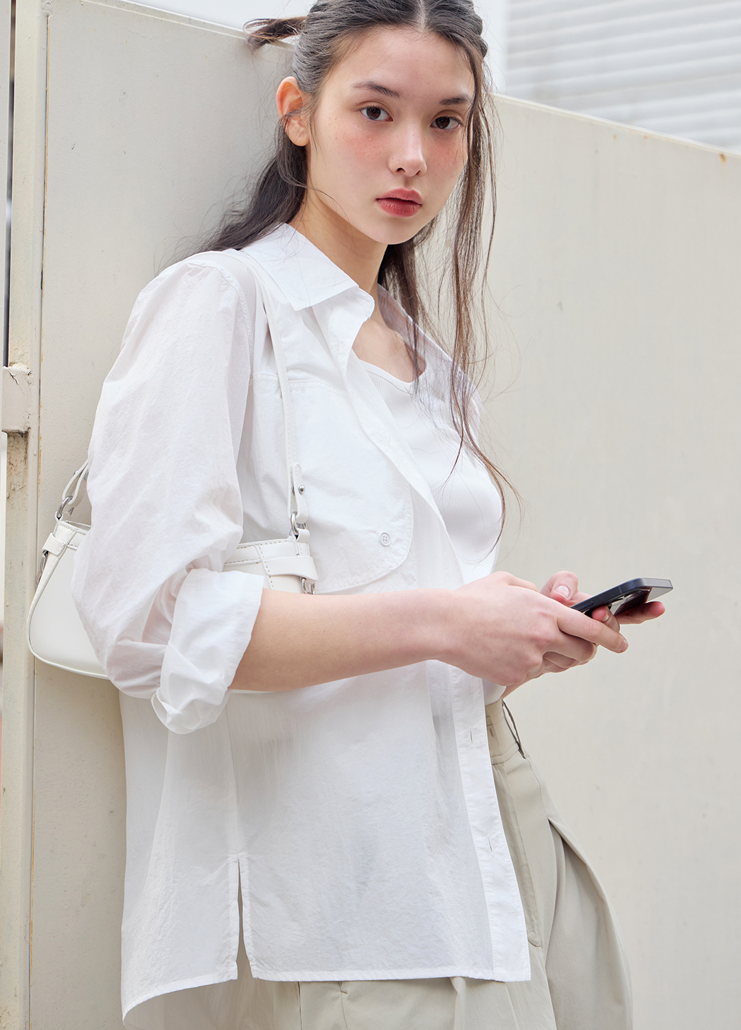 빅포켓 포인트 초경량 나일론 셔츠_WHITE_3