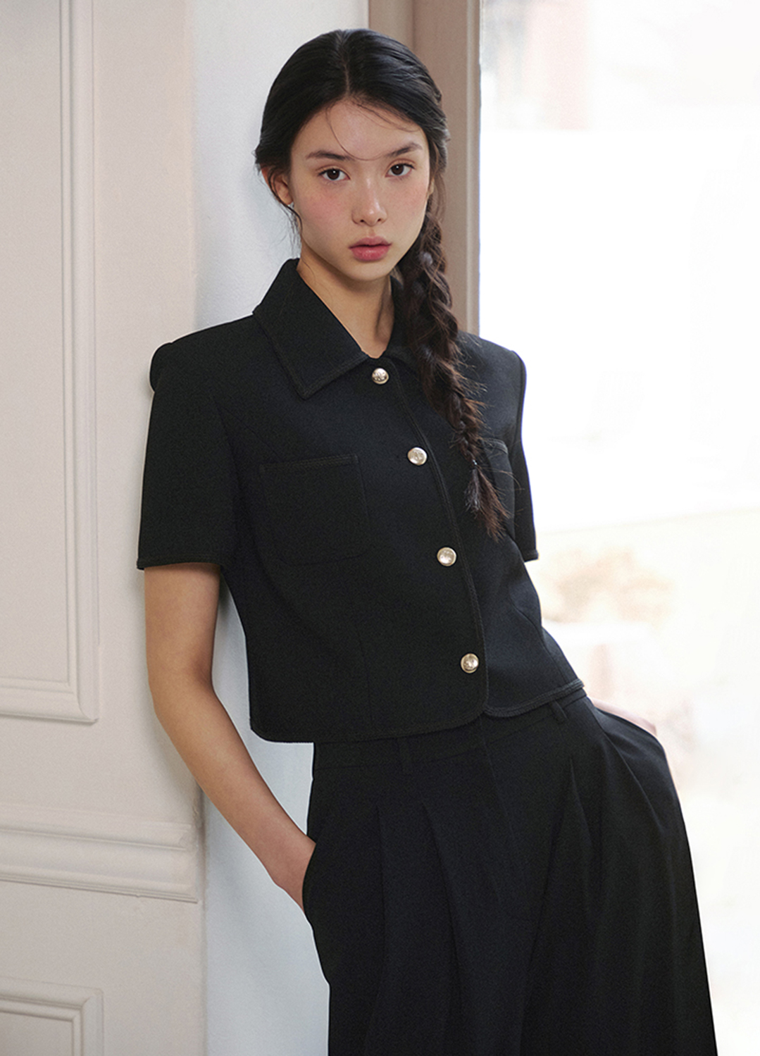 [Exclusive]스탠카라 크롭자켓_BLACK_1