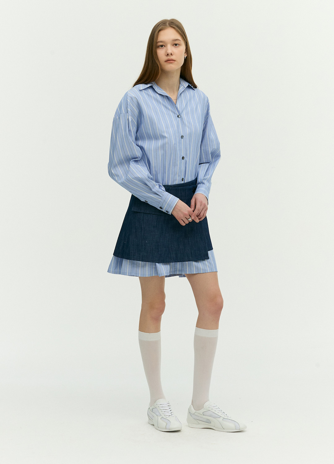 랩스커트 셔츠 원피스_BLUE_1