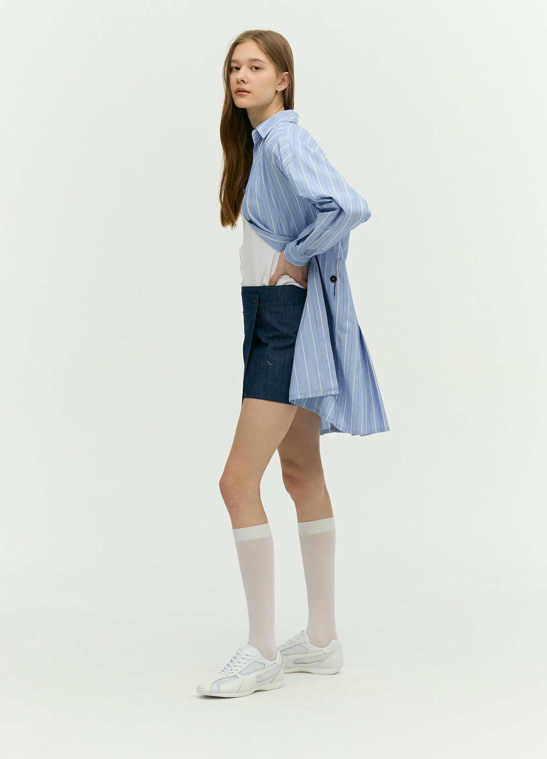 랩스커트 셔츠 원피스_BLUE_5