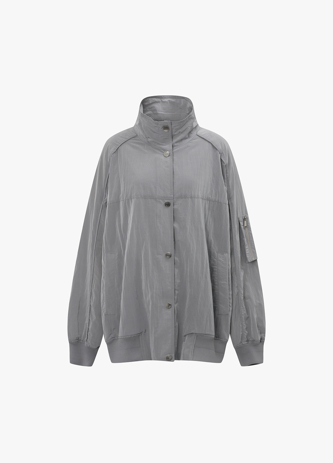 하이넥 봄버 점퍼_LIGHT GREY_3