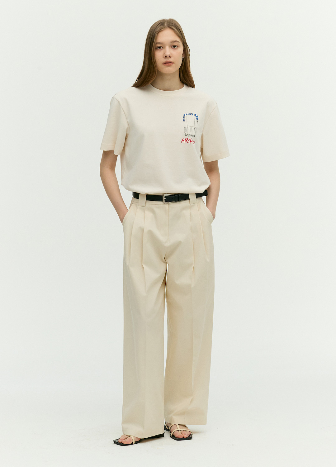 벨티드 턱 팬츠_LIGHT BEIGE_1