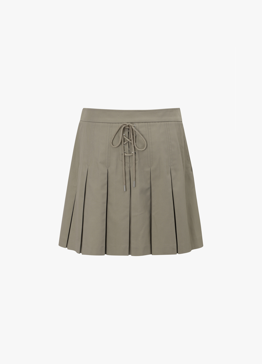 플리츠 A라인 미니 스커트_DARK BEIGE_8