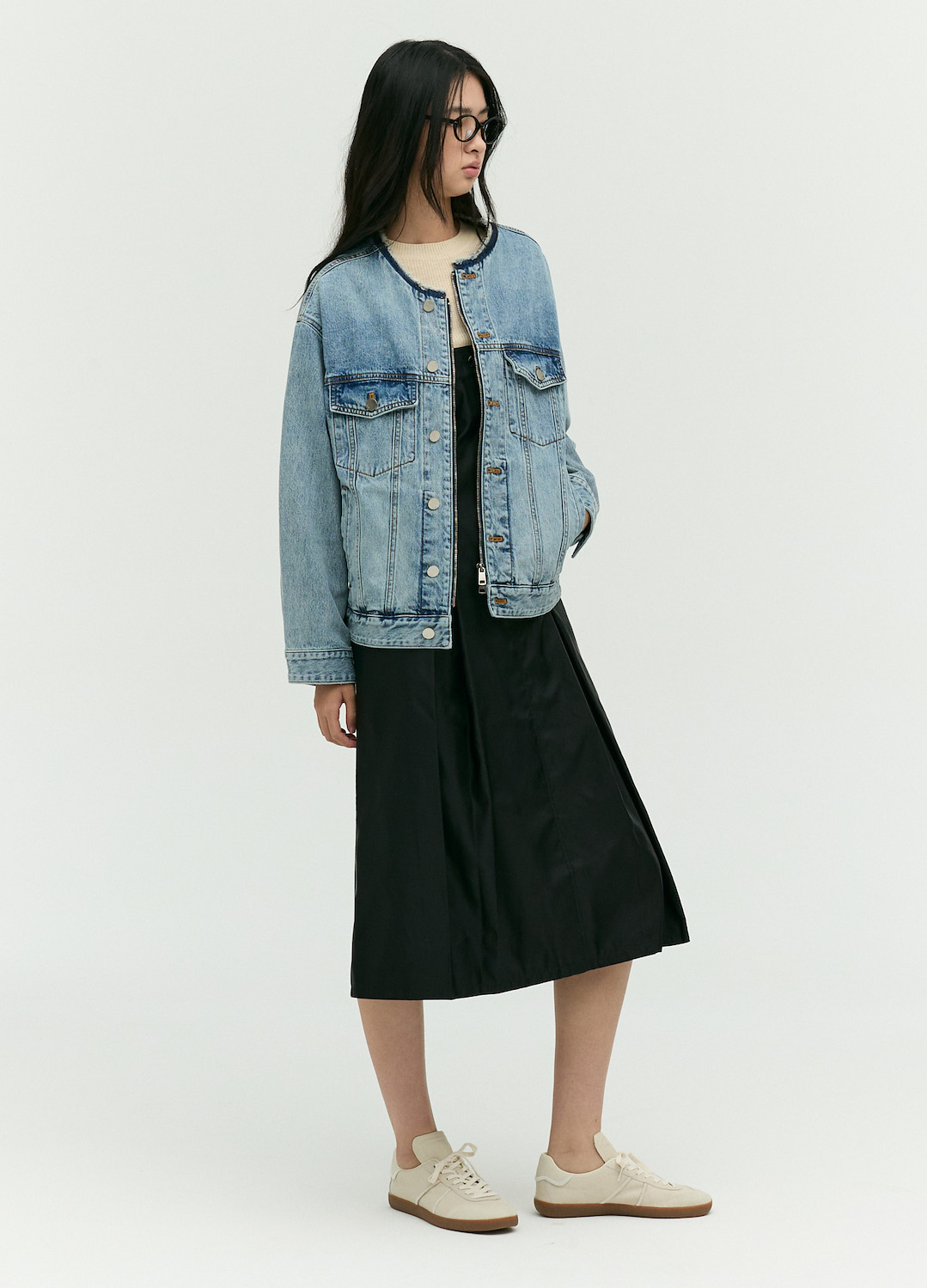 라운드넥 데님 트러커 자켓_BLUE_5