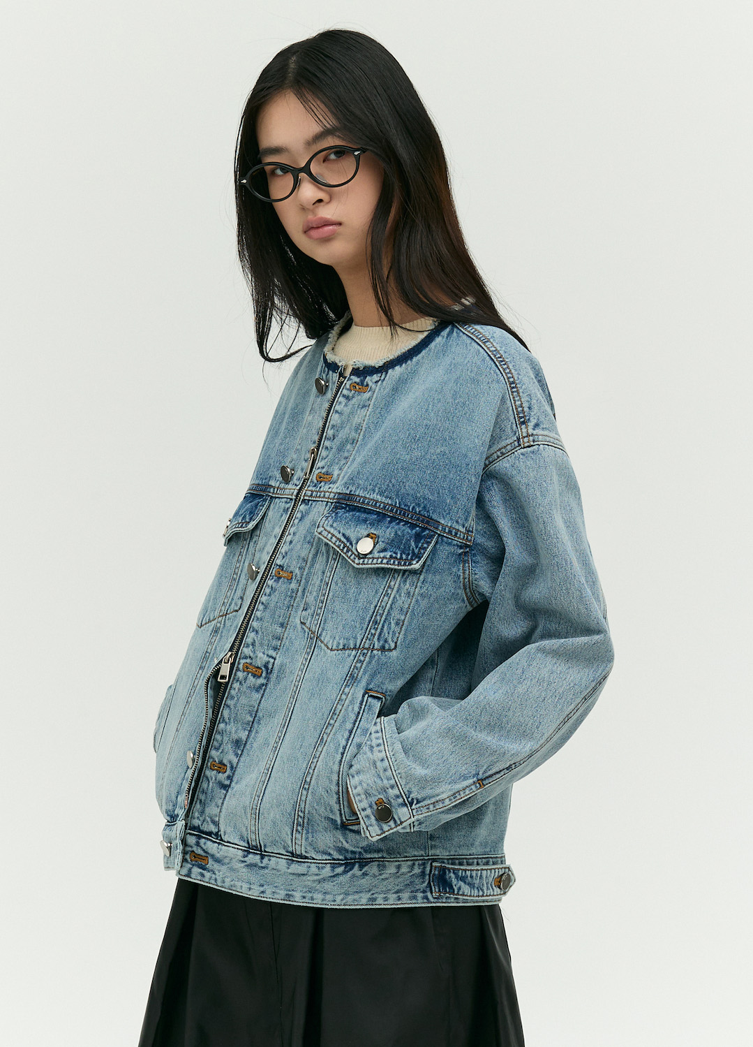 라운드넥 데님 트러커 자켓_BLUE_2