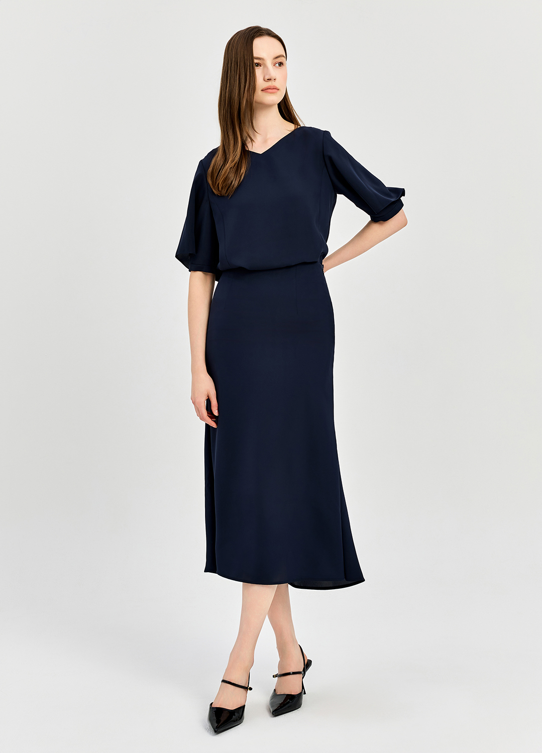베이직 A라인 스커트_DARK NAVY_1