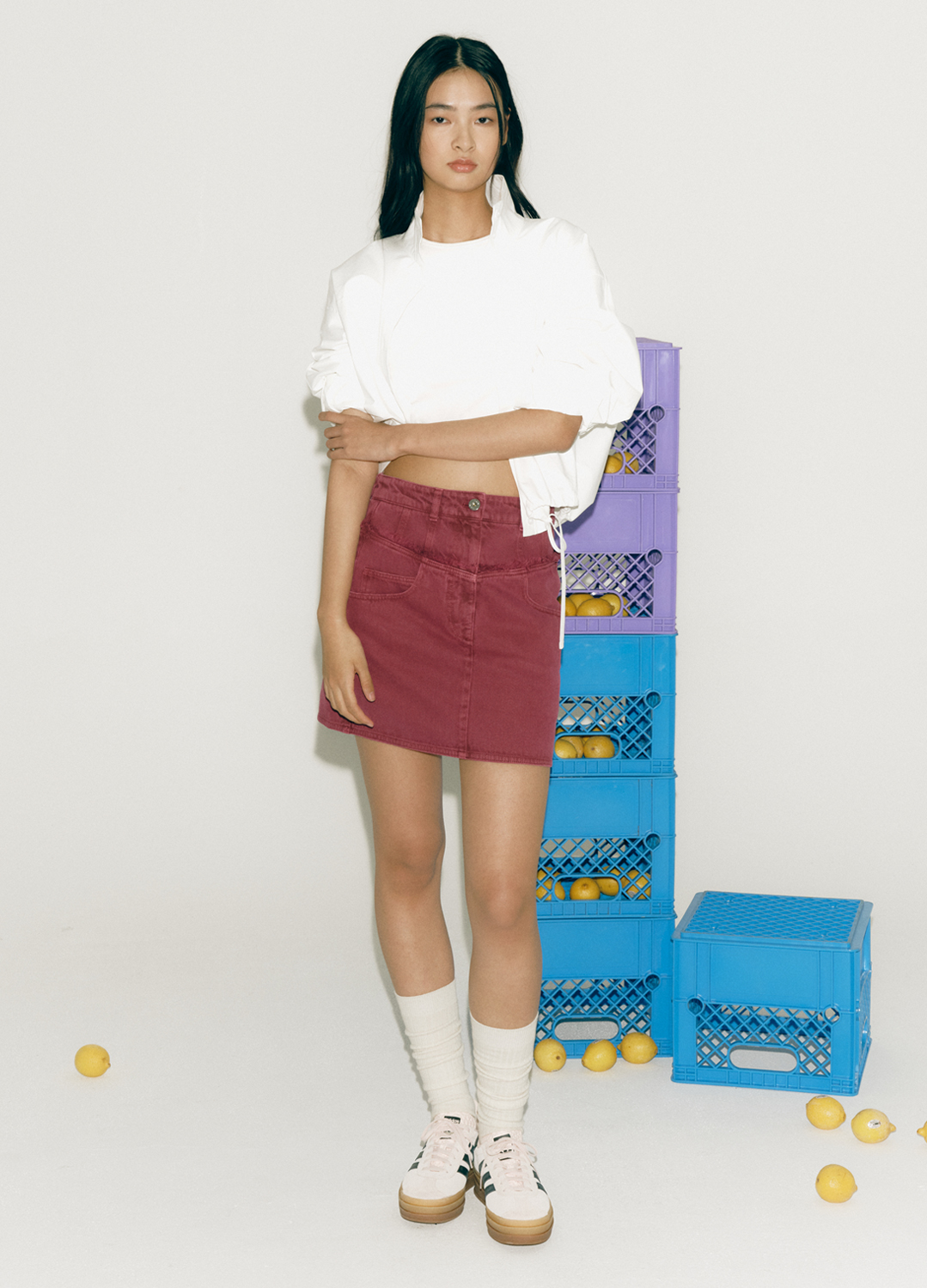 [EXCLUSIVE] 하이넥 스트링 크롭 점퍼_IVORY_9