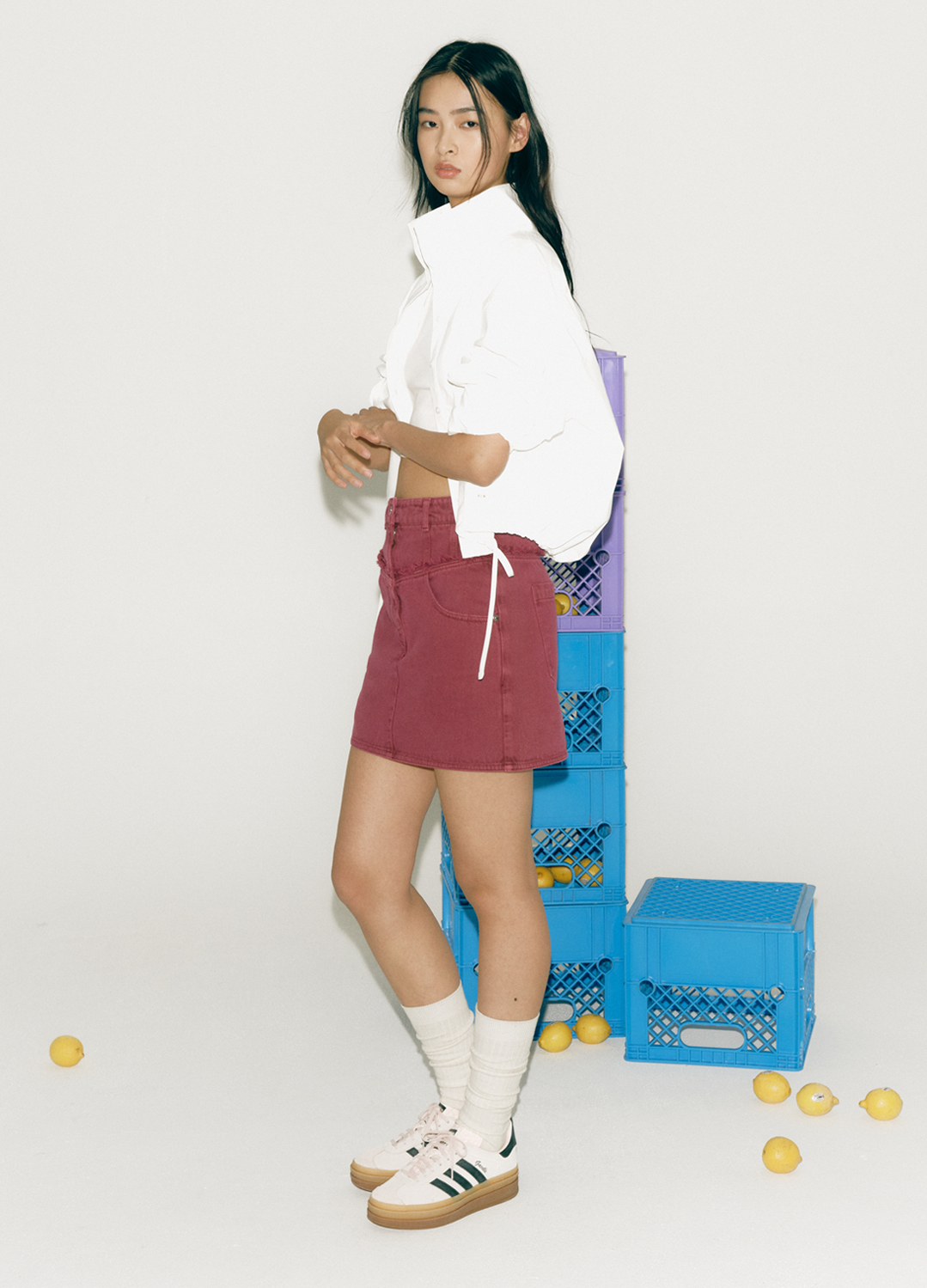 [EXCLUSIVE] 하이넥 스트링 크롭 점퍼_IVORY_10