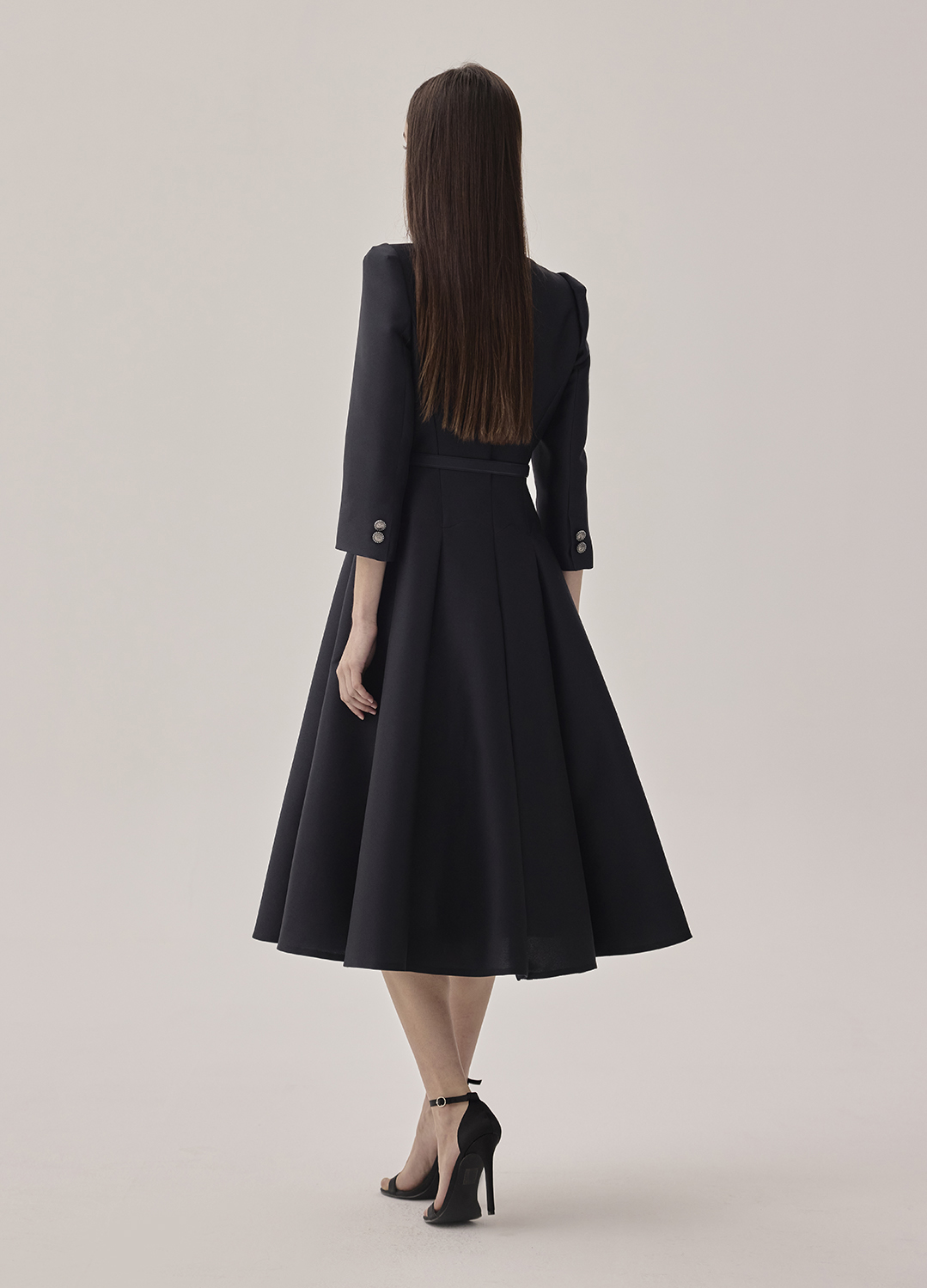 라운드넥 벨티드 원피스_DARK NAVY_5