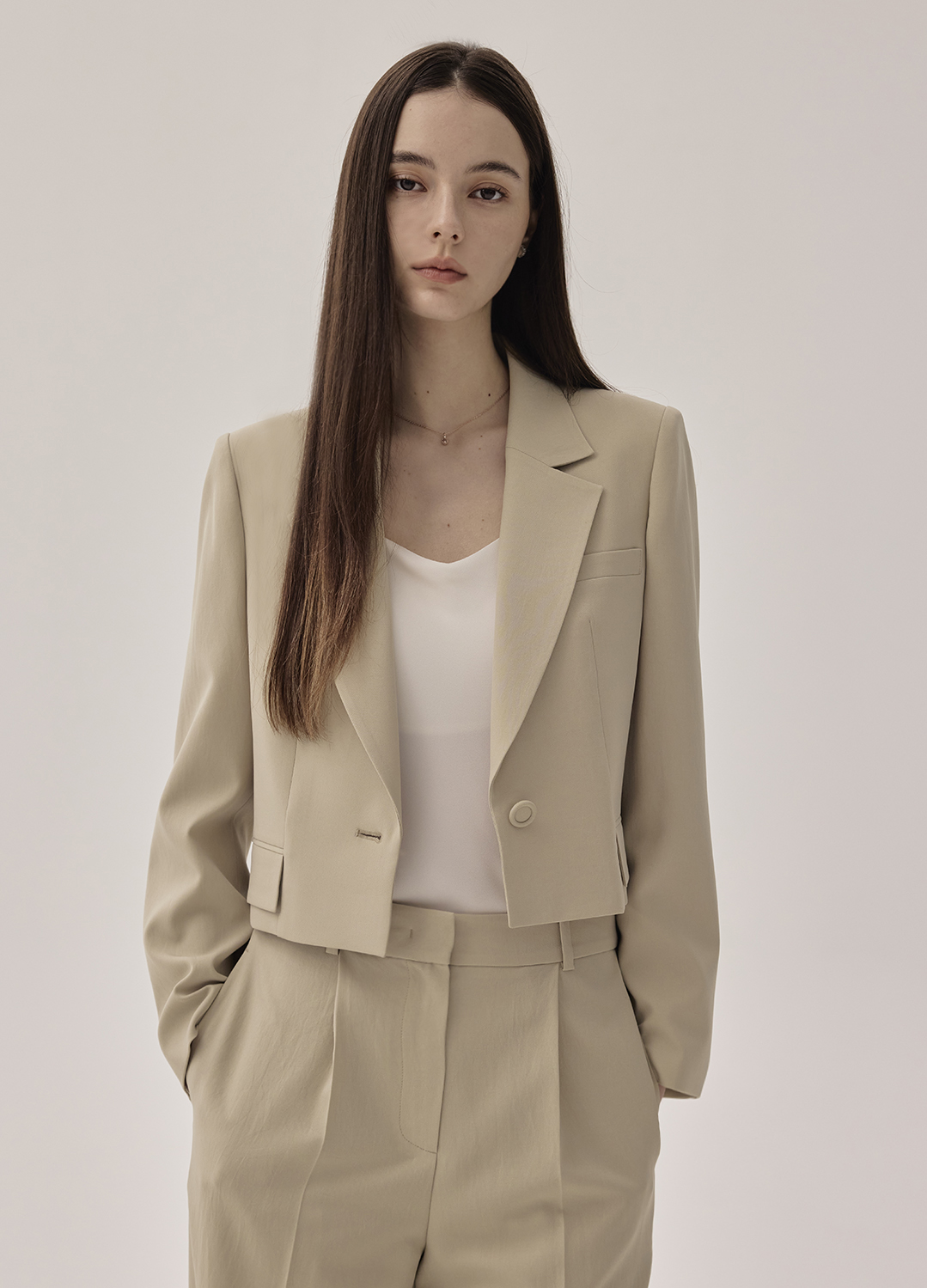 플랩 포켓 디테일 테일러드 자켓_KHAKI BEIGE_6