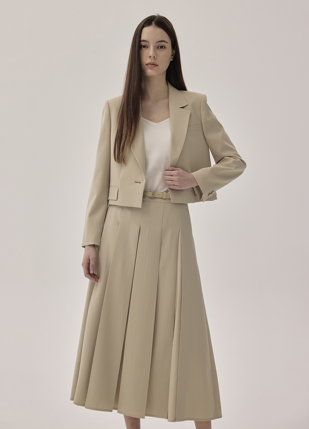A라인 플레어 스커트_KHAKI BEIGE_1