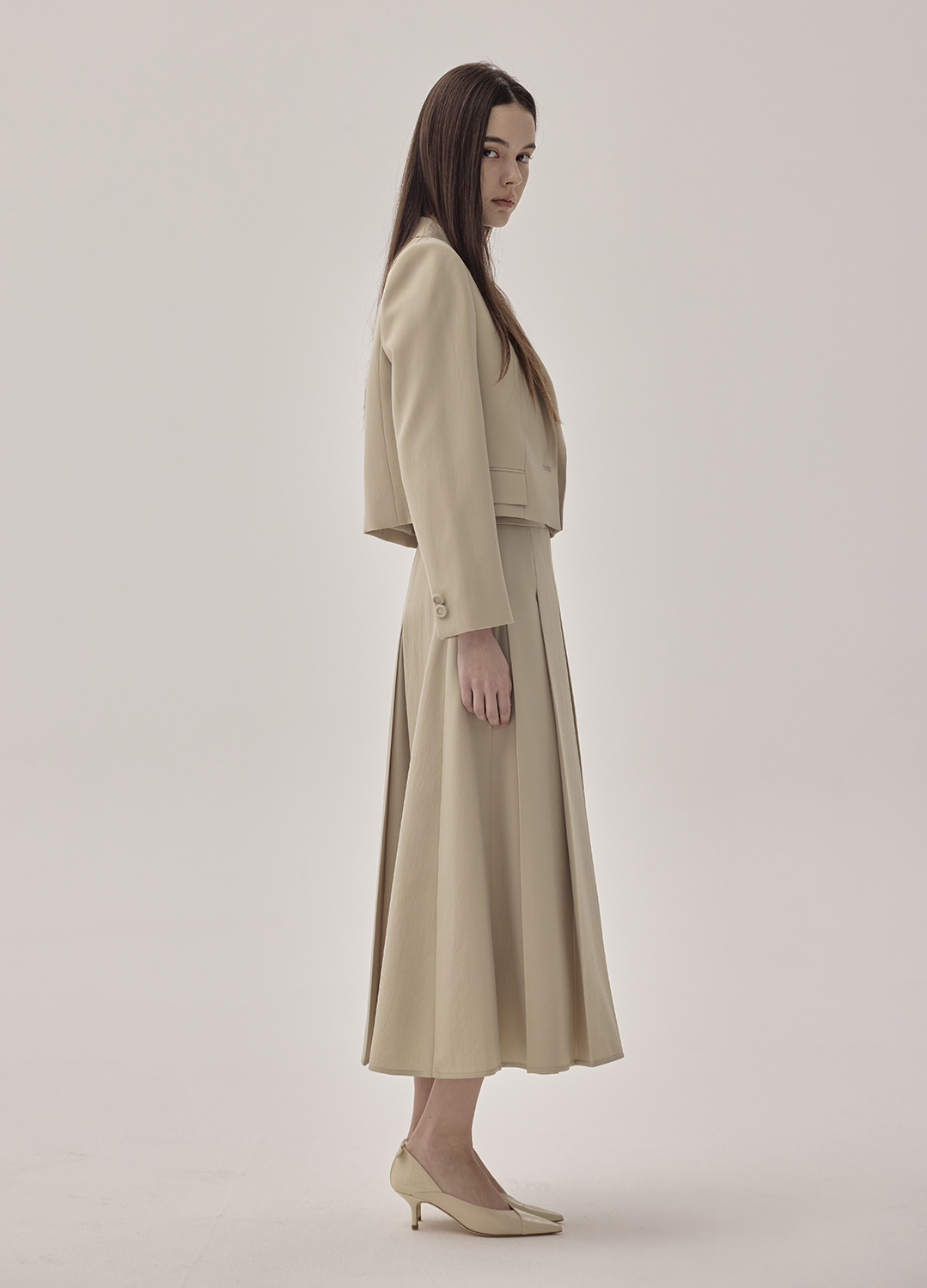 A라인 플레어 스커트_KHAKI BEIGE_3