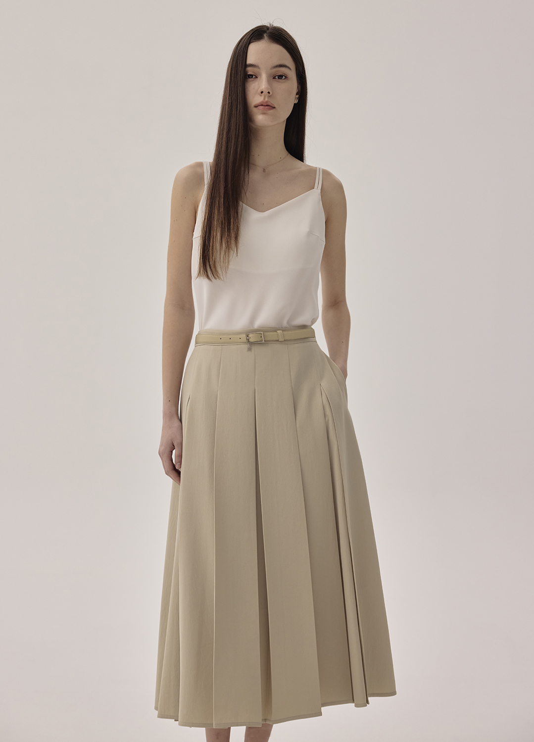 A라인 플레어 스커트_KHAKI BEIGE_5