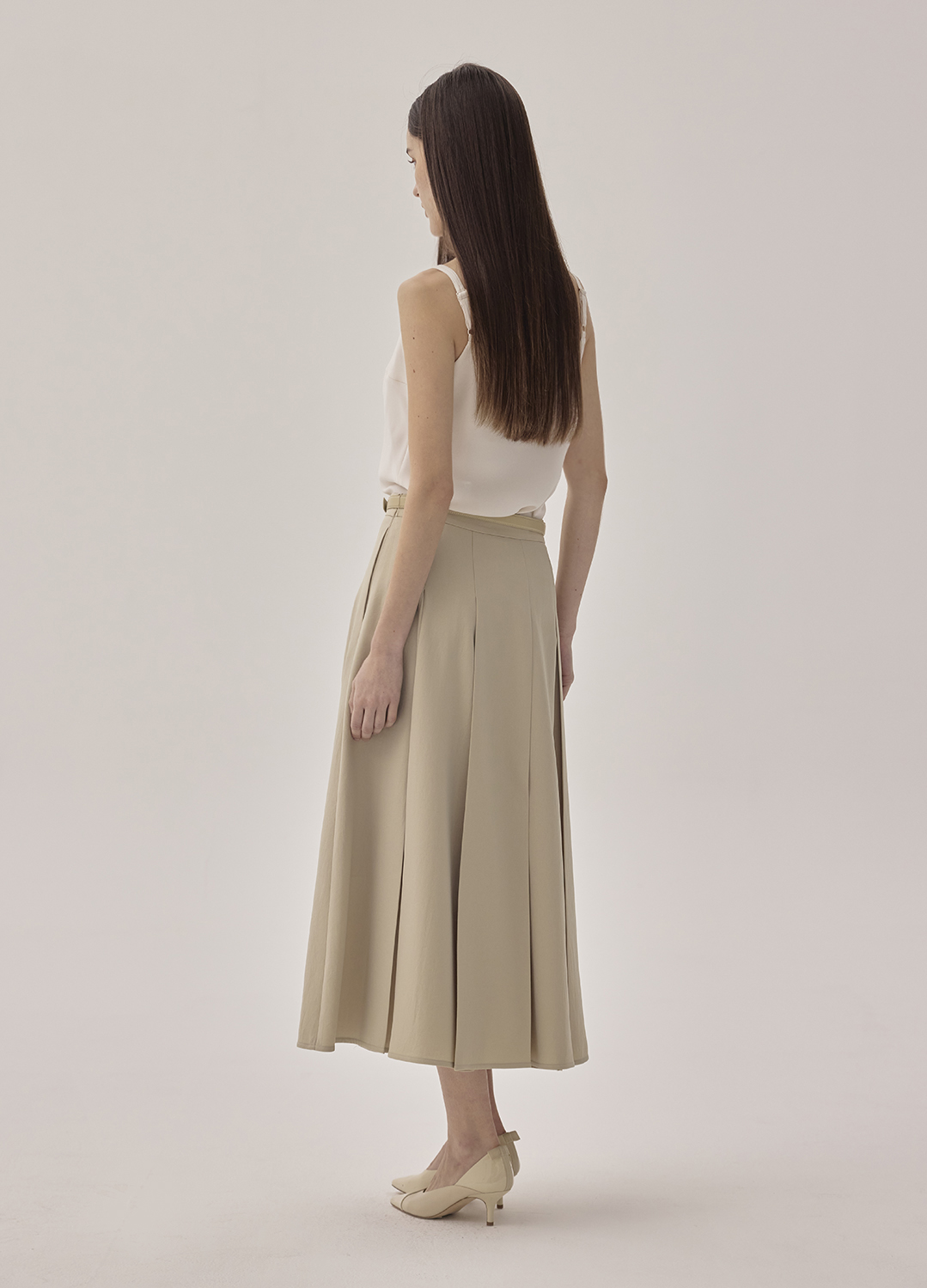 A라인 플레어 스커트_KHAKI BEIGE_8