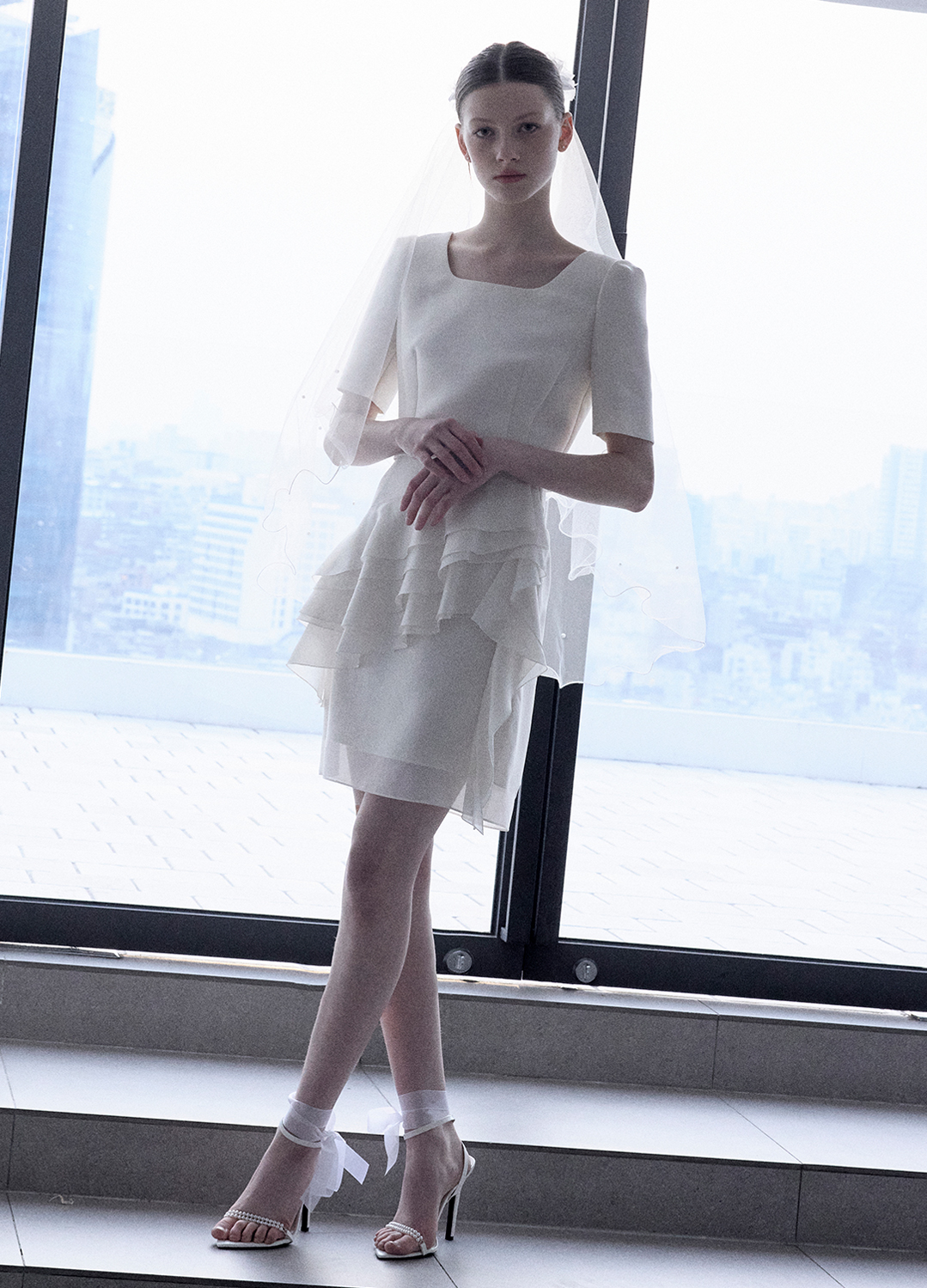 크리스탈 벨티드 미니스커트_IVORY_3