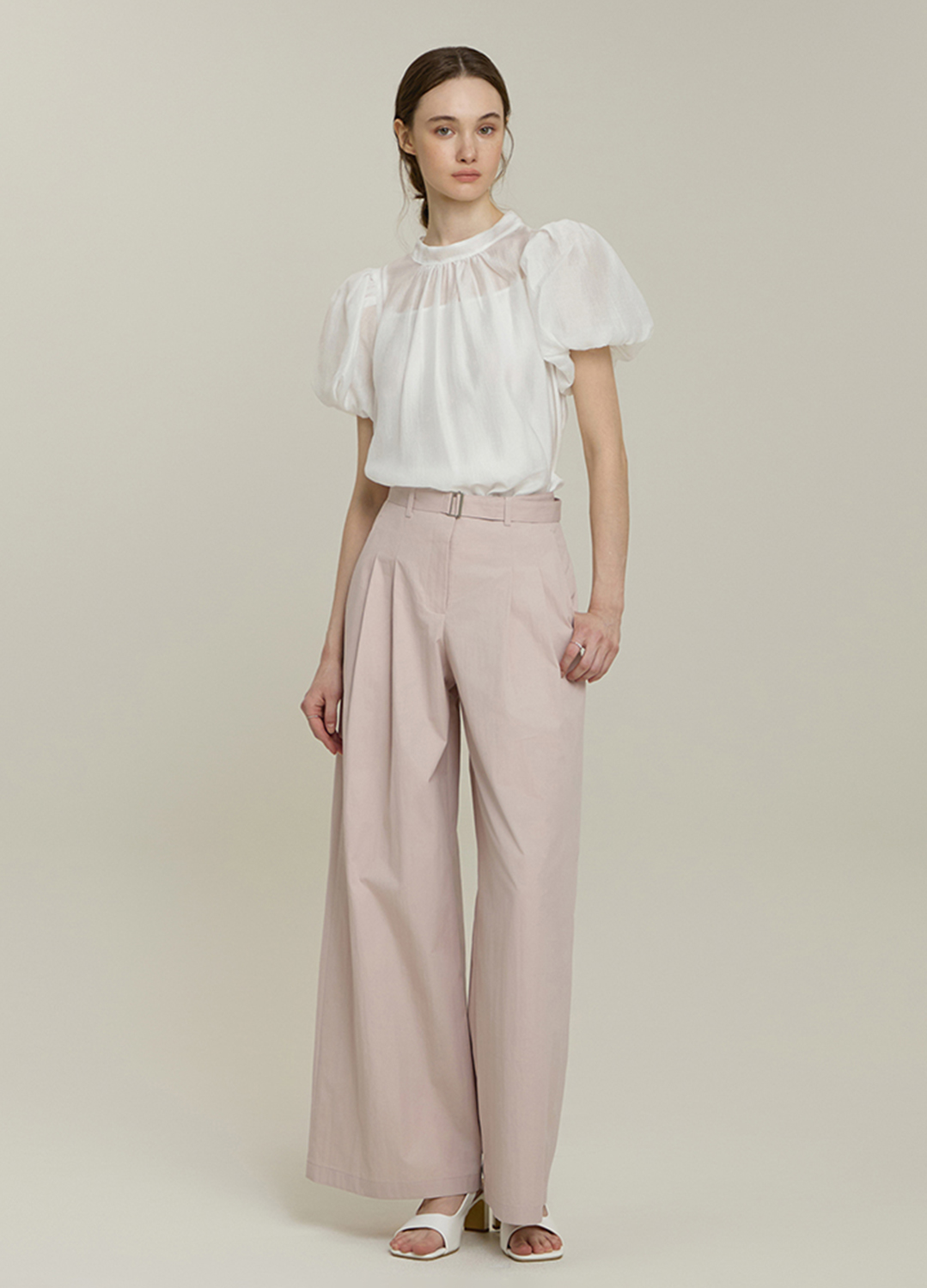 [Exclusive]와이드 벨티드 슬랙스_LIGHT PINK_1